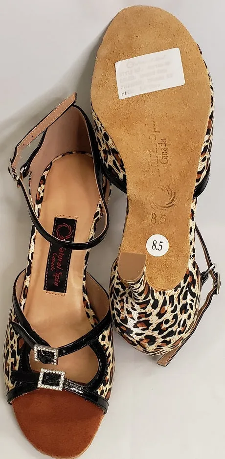2.5" Renee-- Flare Heel Latin Sandal -- Leopard