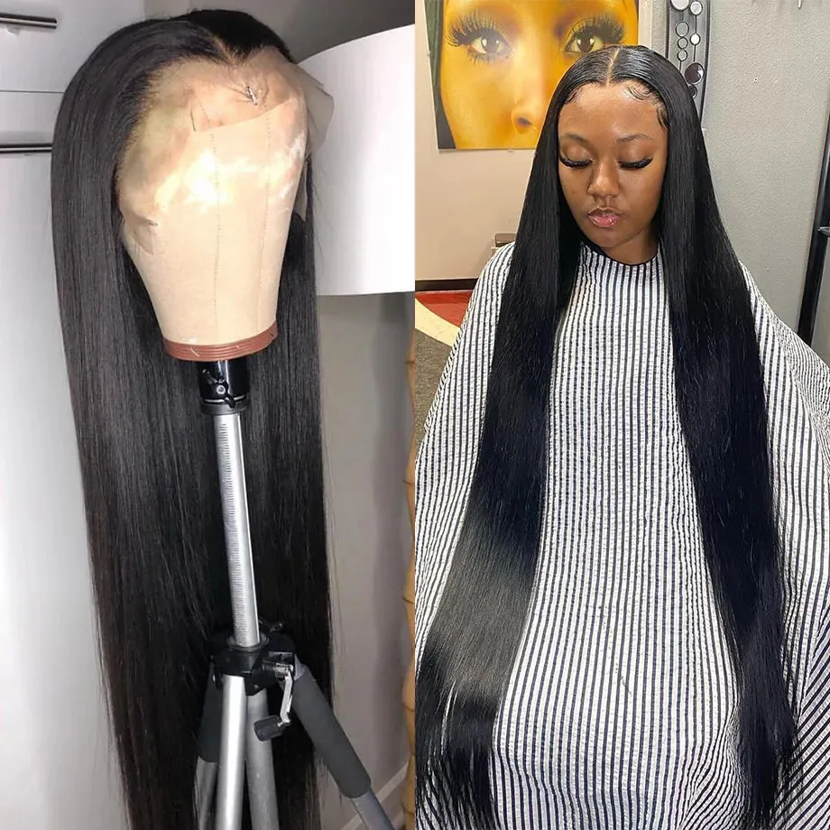 30 40 Inch hd lace human hair wig Straight Lace Front Wig Brazilian nature glueless 13x4 Lace Frontal Pre Plucked Bob Wigs for Black Women taylor Human Hair 250 Density