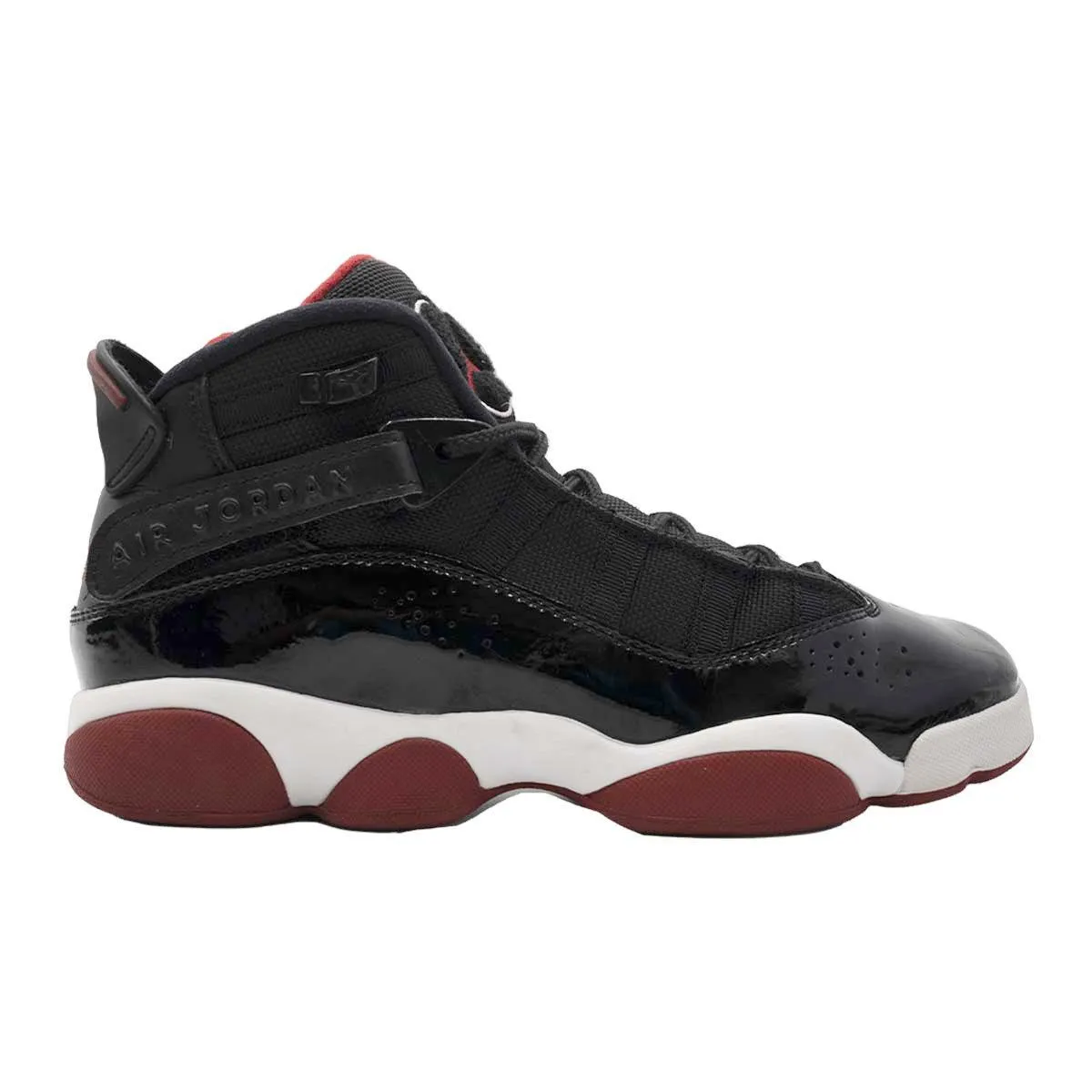 Air Jordan 6 Rings Basketball Sport Shoes Patent Leather Black Colour For Kids