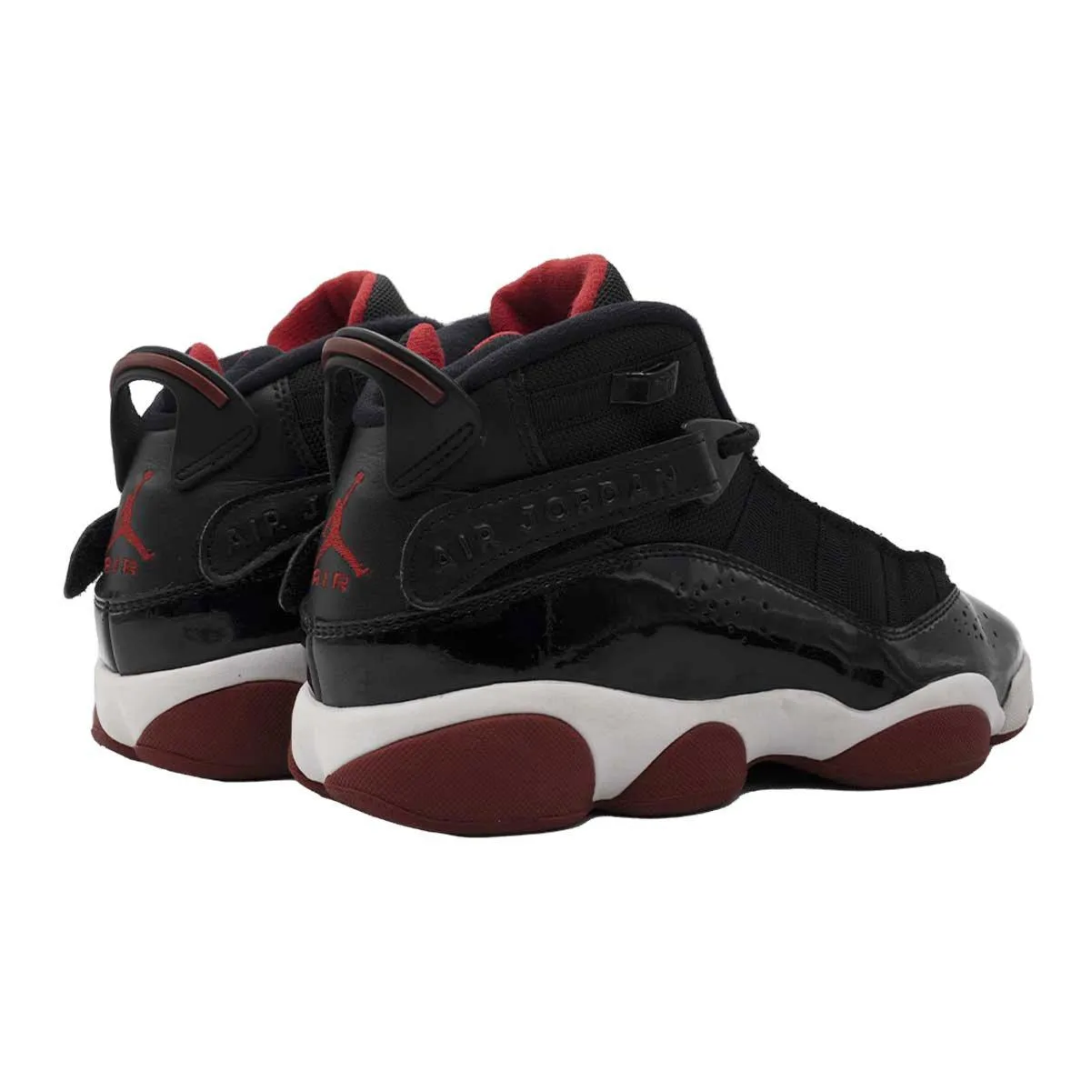 Air Jordan 6 Rings Basketball Sport Shoes Patent Leather Black Colour For Kids