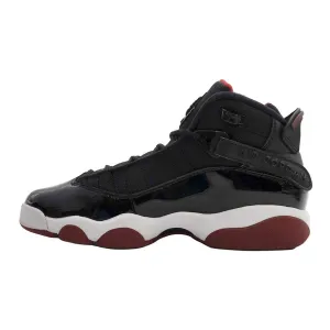 Air Jordan 6 Rings Basketball Sport Shoes Patent Leather Black Colour For Kids