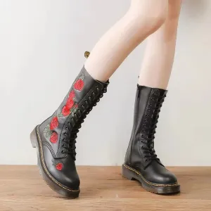 Amozae-New Fashion Mens Motorcycle Boots Leather Boots Male Footwear Cowboy Casual Shoes Men Military Tactical Boots Gothic Punk