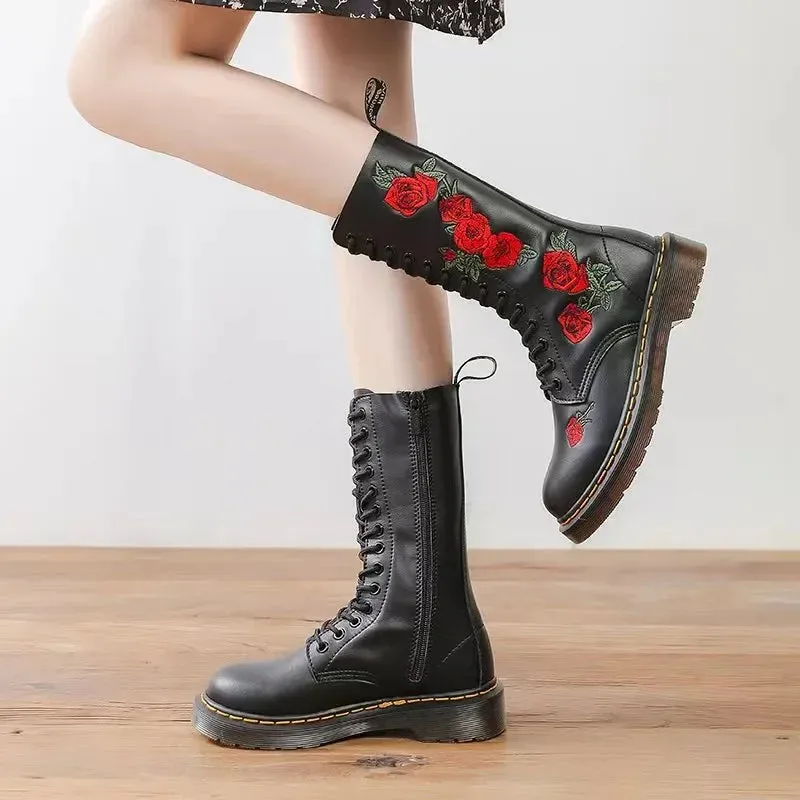 Amozae-New Fashion Mens Motorcycle Boots Leather Boots Male Footwear Cowboy Casual Shoes Men Military Tactical Boots Gothic Punk