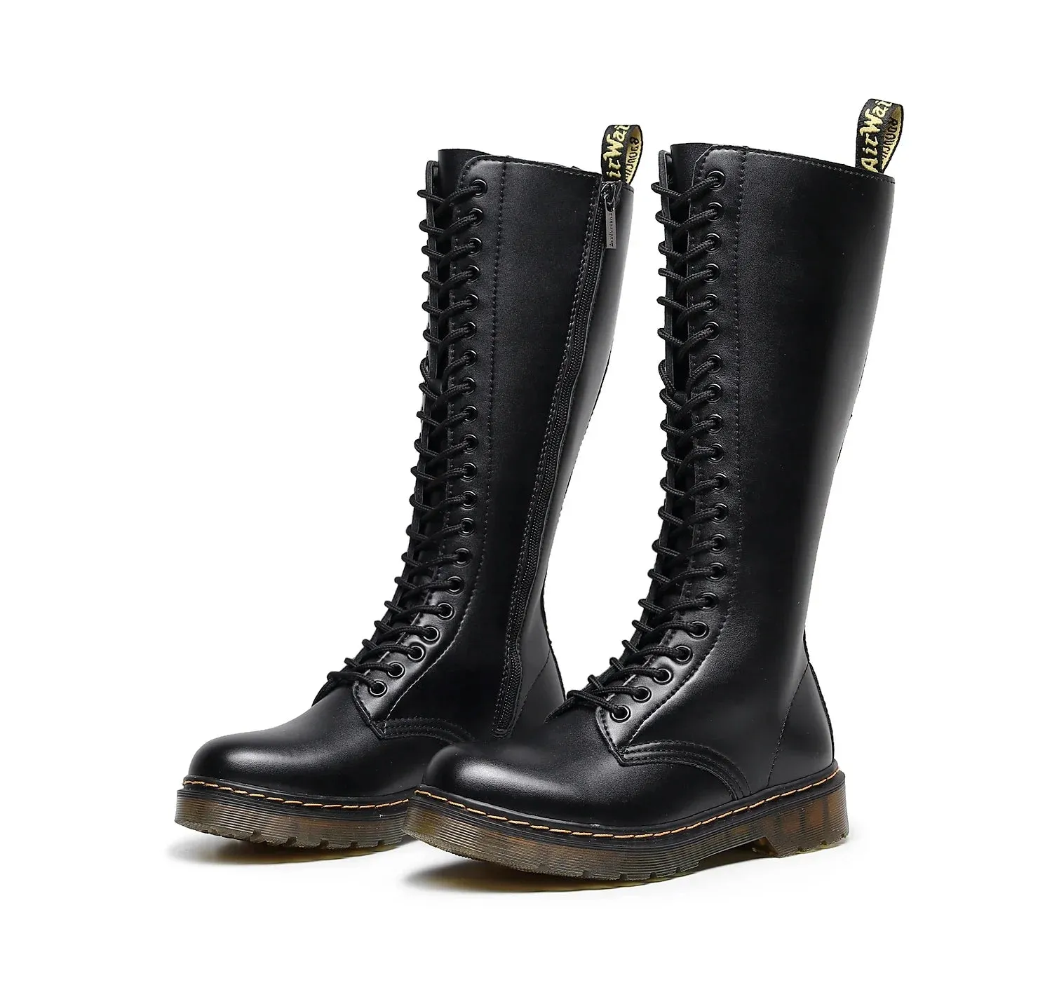 Amozae-New Fashion Mens Motorcycle Boots Leather Boots Male Footwear Cowboy Casual Shoes Men Military Tactical Boots Gothic Punk