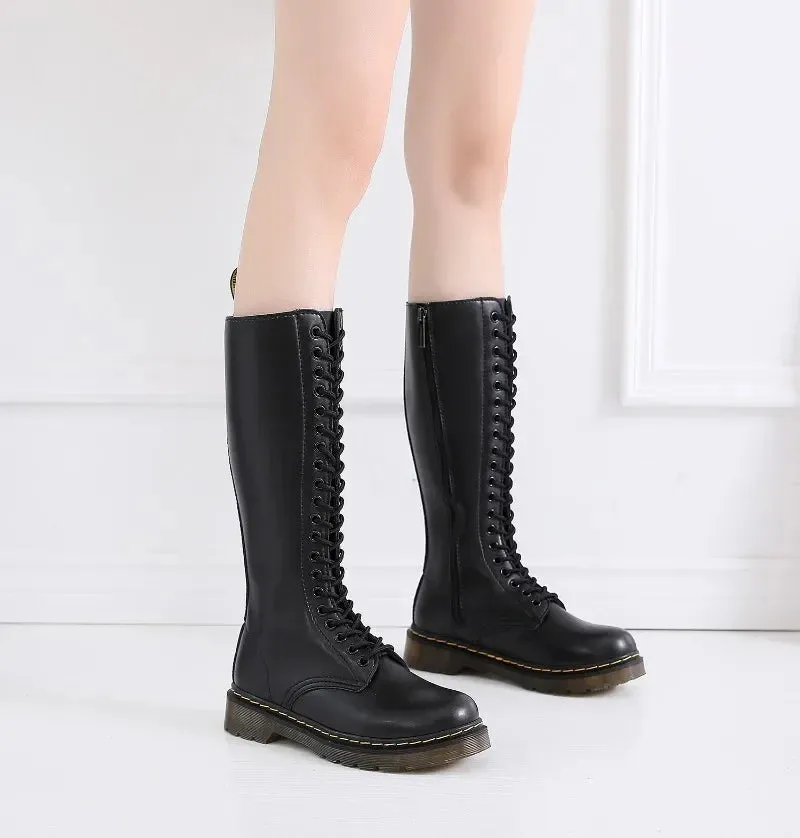 Amozae-New Fashion Mens Motorcycle Boots Leather Boots Male Footwear Cowboy Casual Shoes Men Military Tactical Boots Gothic Punk