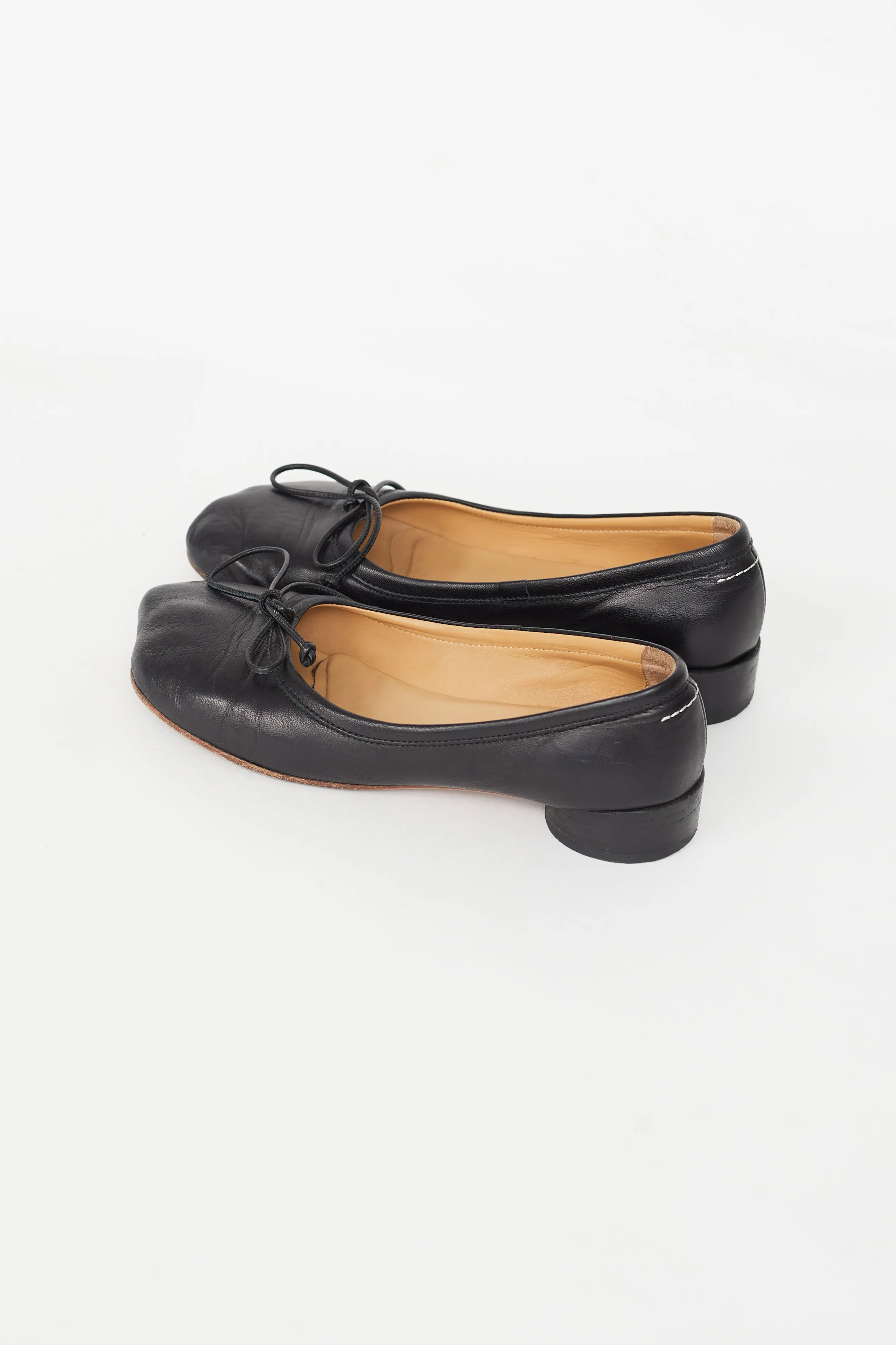 Black Leather Anatomical Ballet Flat
