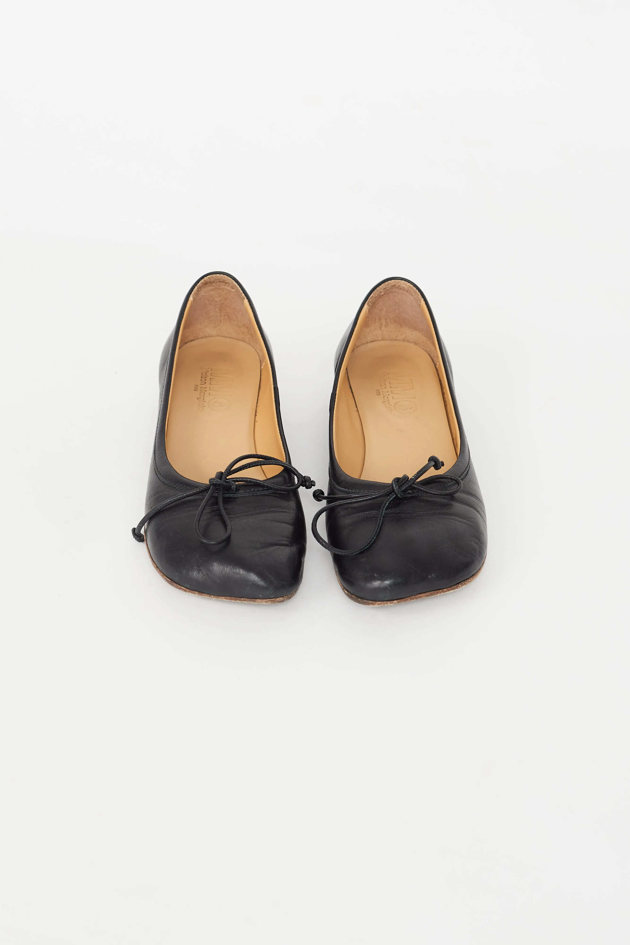 Black Leather Anatomical Ballet Flat