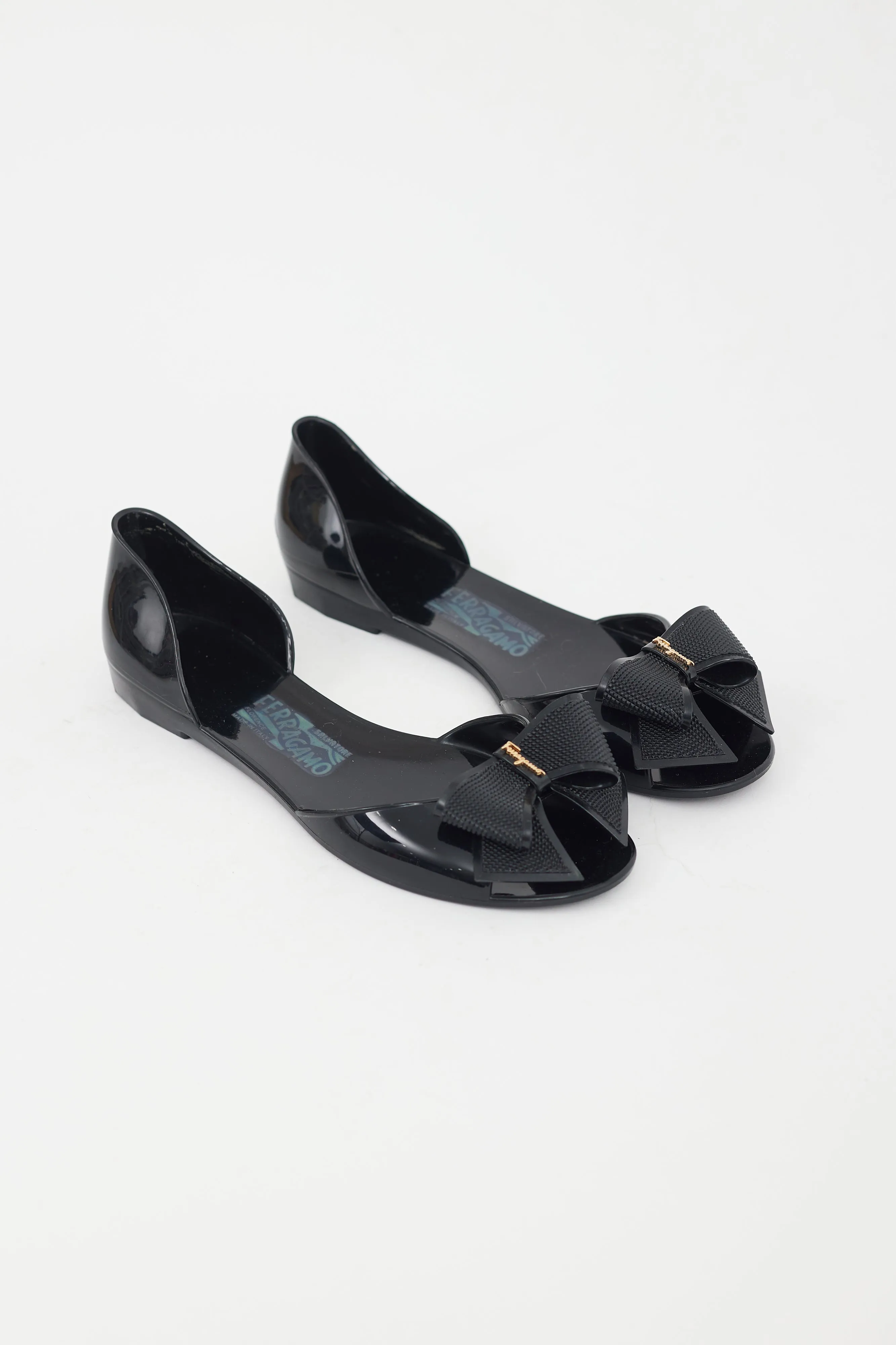 Black Rubber Bow Flat