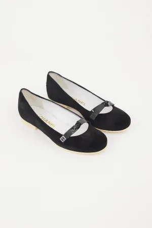 Black Suede Bow Flat