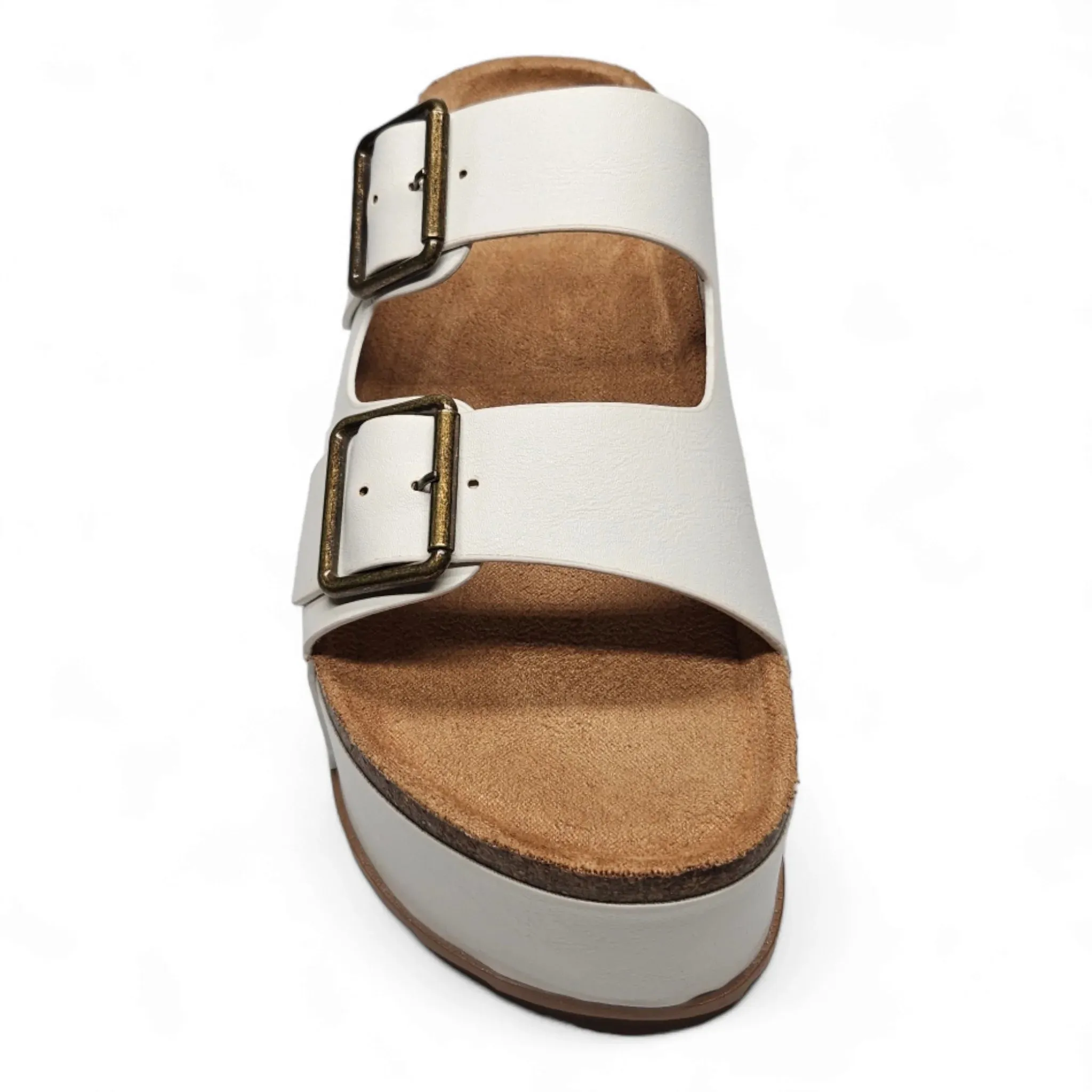 Blowout Double Buckle Platform Slip On Sandals