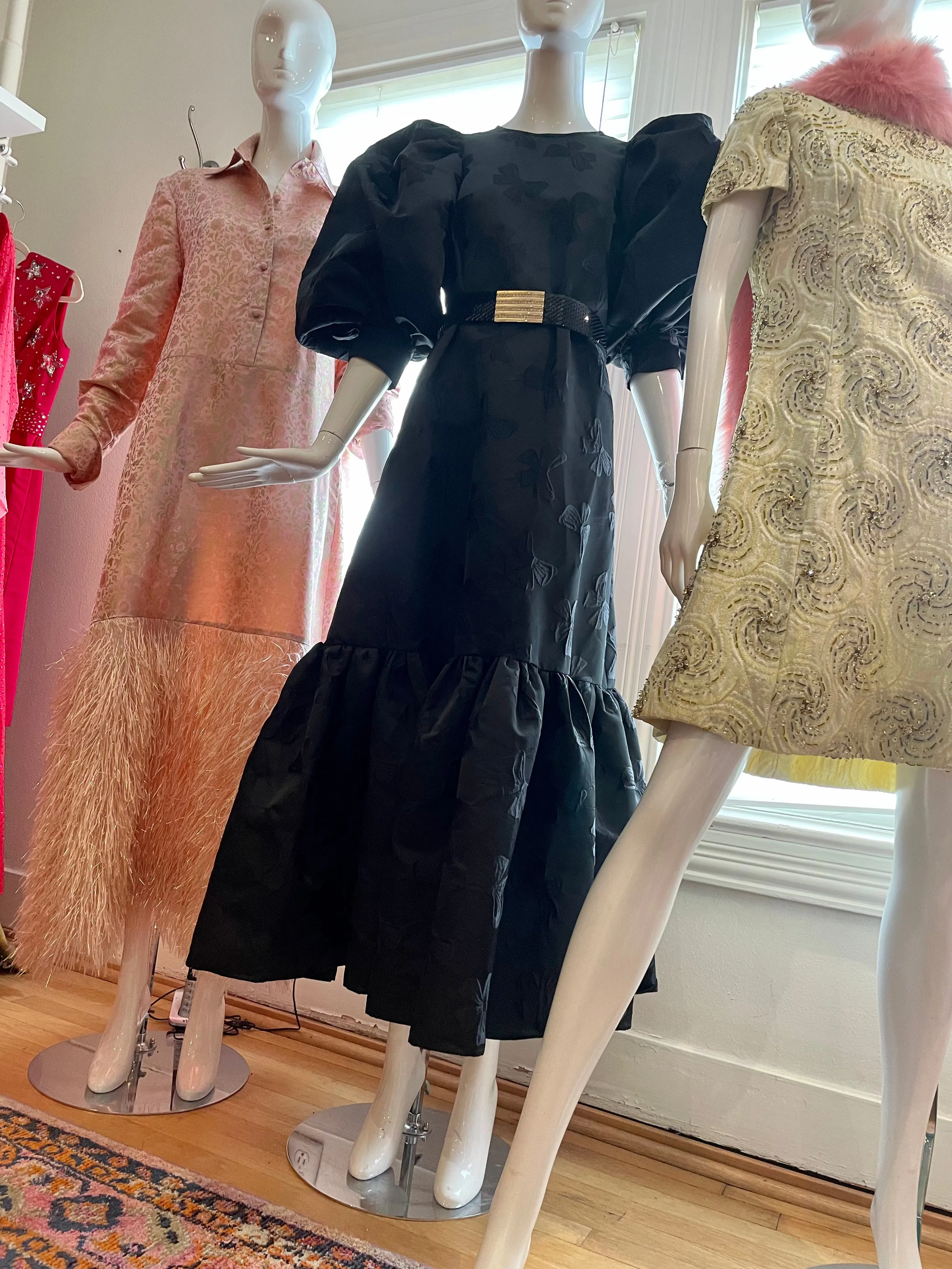 Cheeky Designed Silk Brocade Feather Dress