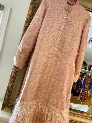 Cheeky Designed Silk Brocade Feather Dress