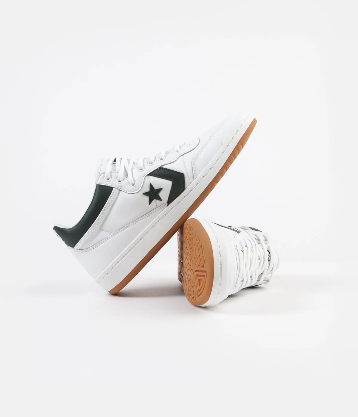 Converse Fastbreak Pro Mid Leather OG Block Shoes - White / Deep Emerald / Gum