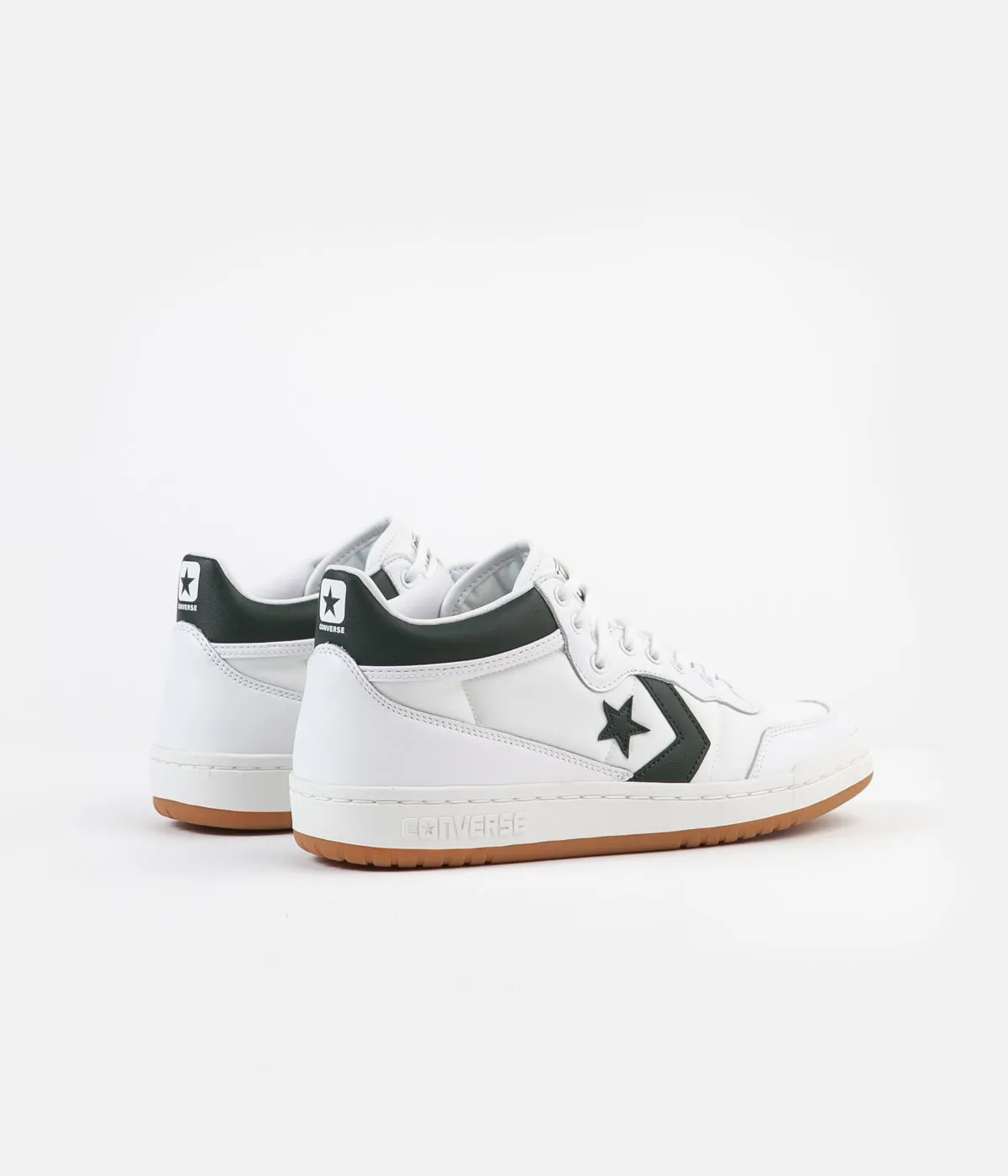 Converse Fastbreak Pro Mid Leather OG Block Shoes - White / Deep Emerald / Gum
