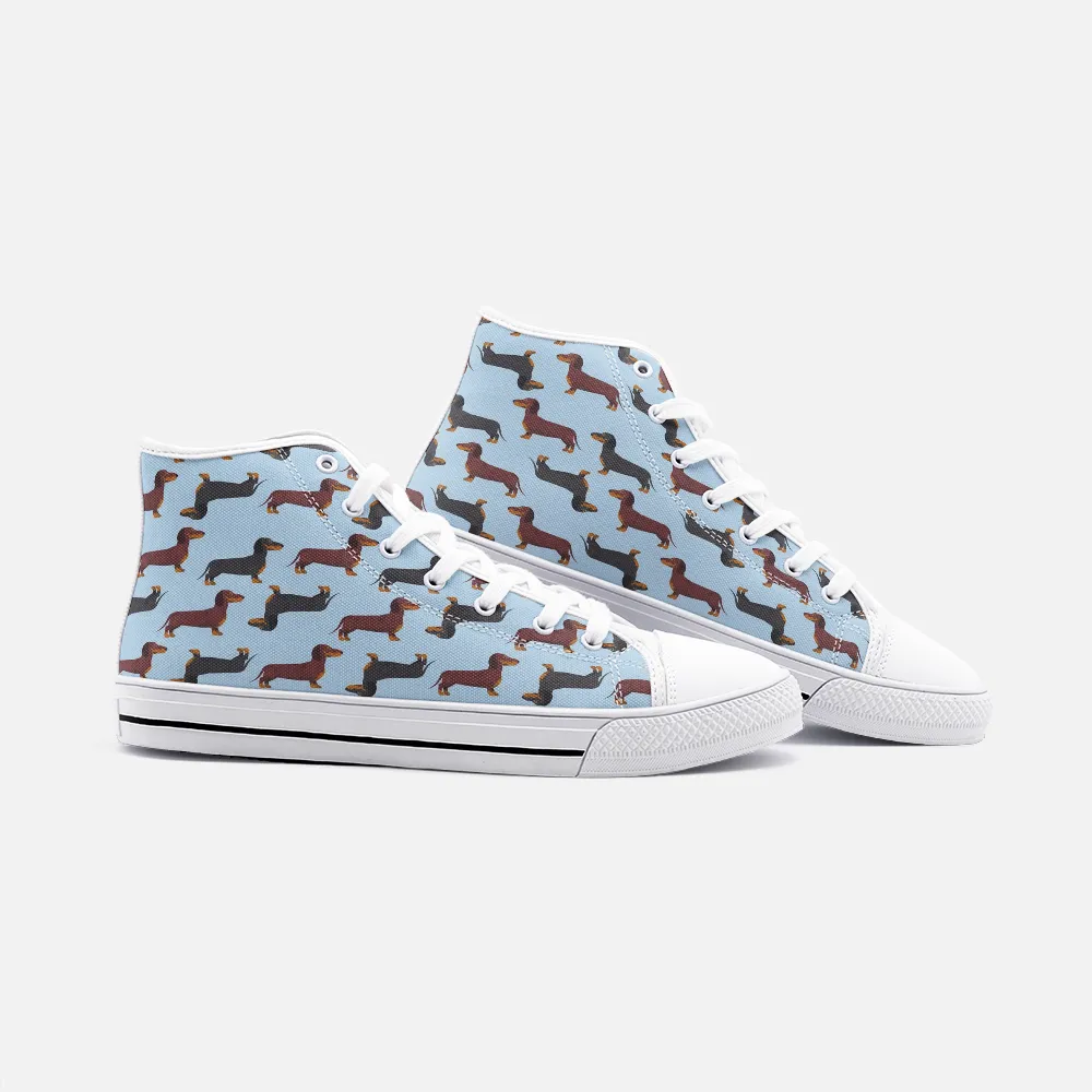 Dachshund Blue High Top Unisex Canvas Shoes