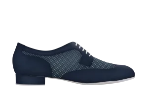 Dance Naturals 125 Castello Men's Ballroom Shoe Available in Black/White Leather or Blue/White Dots Leather