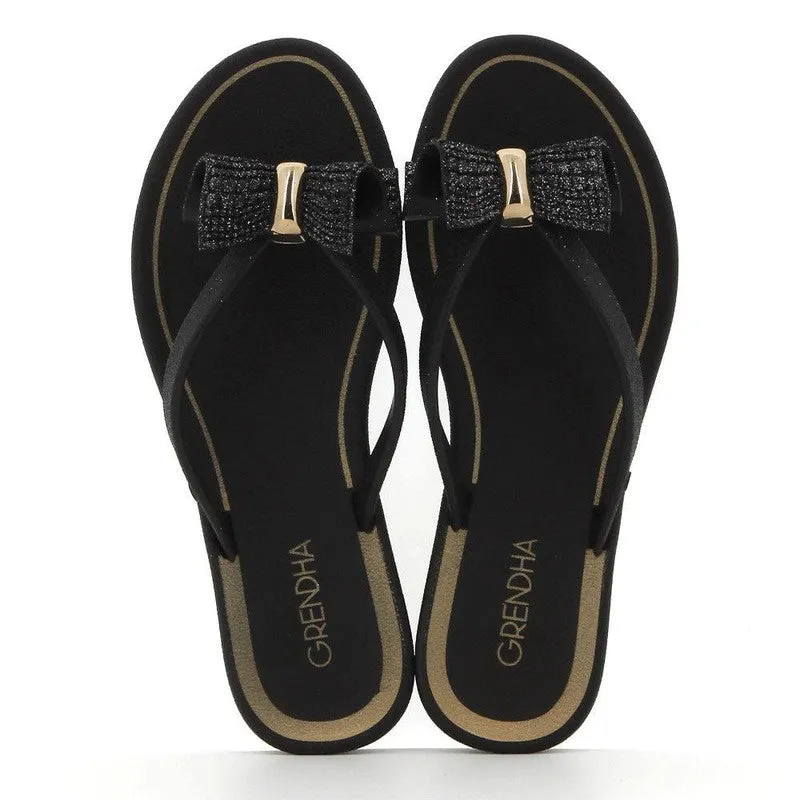 Grendha Thong with Bow Sandal - Black