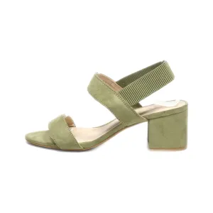 H&M Mid-Heel Sandals Suede Green Colour For Women