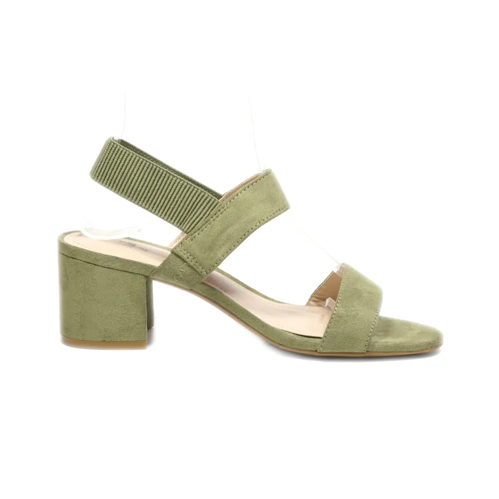 H&M Mid-Heel Sandals Suede Green Colour For Women