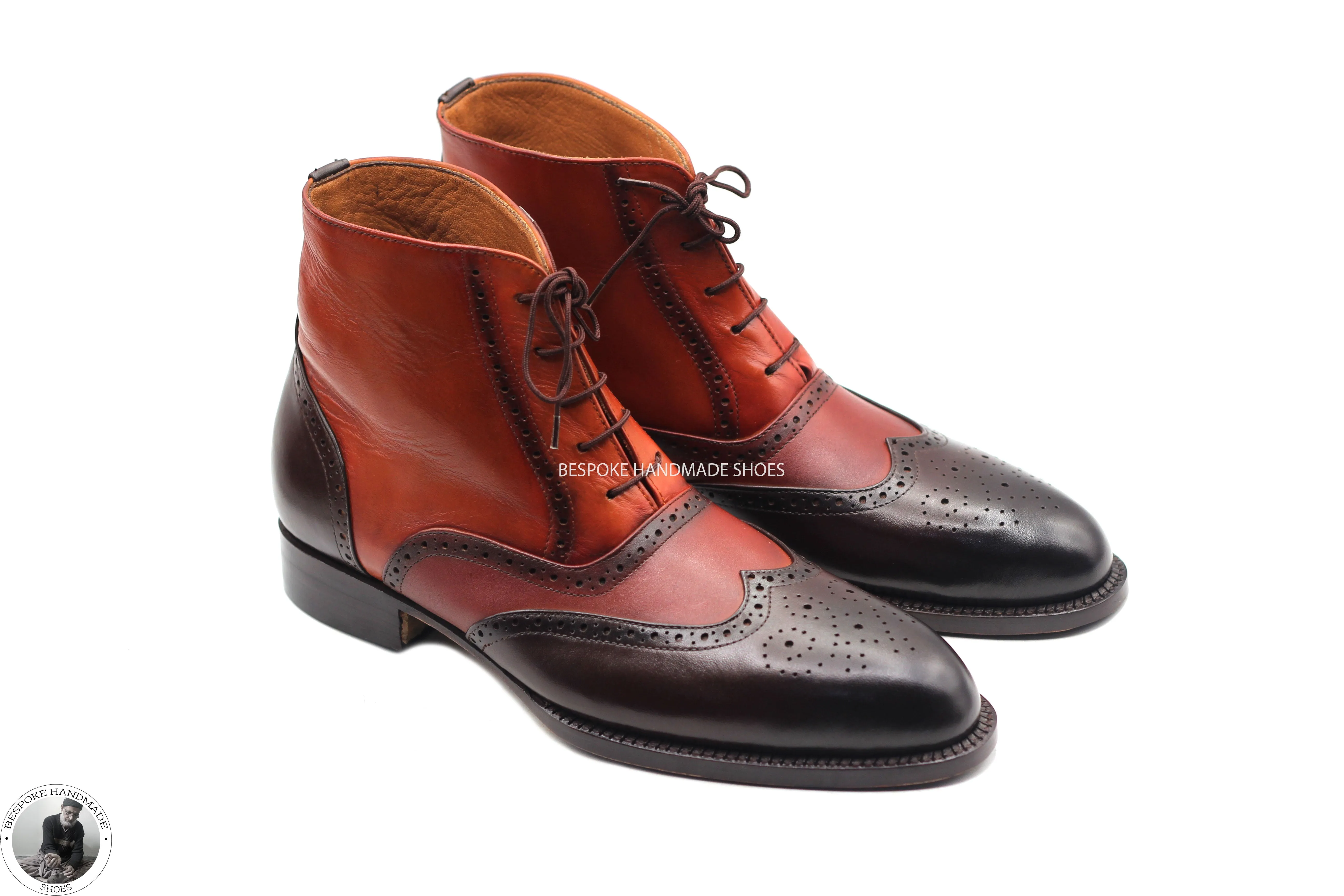 High Ankle Lace Up Derby Wingtip Brogue Boot