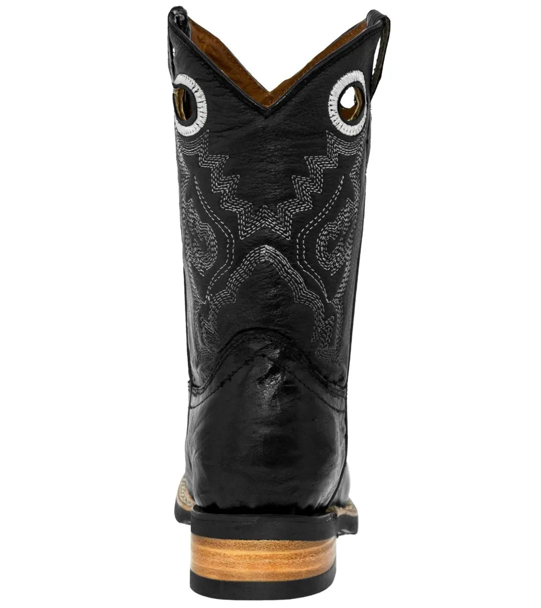 Kids Toddler Western Cowboy Boots Pull On Square Toe Black - #143
