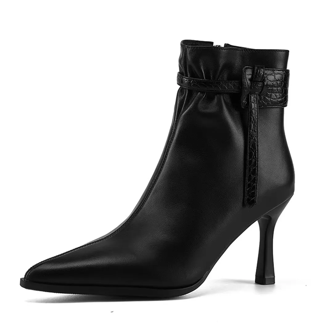 LeatherLuxe Chic Pointed Toe Winter Boots