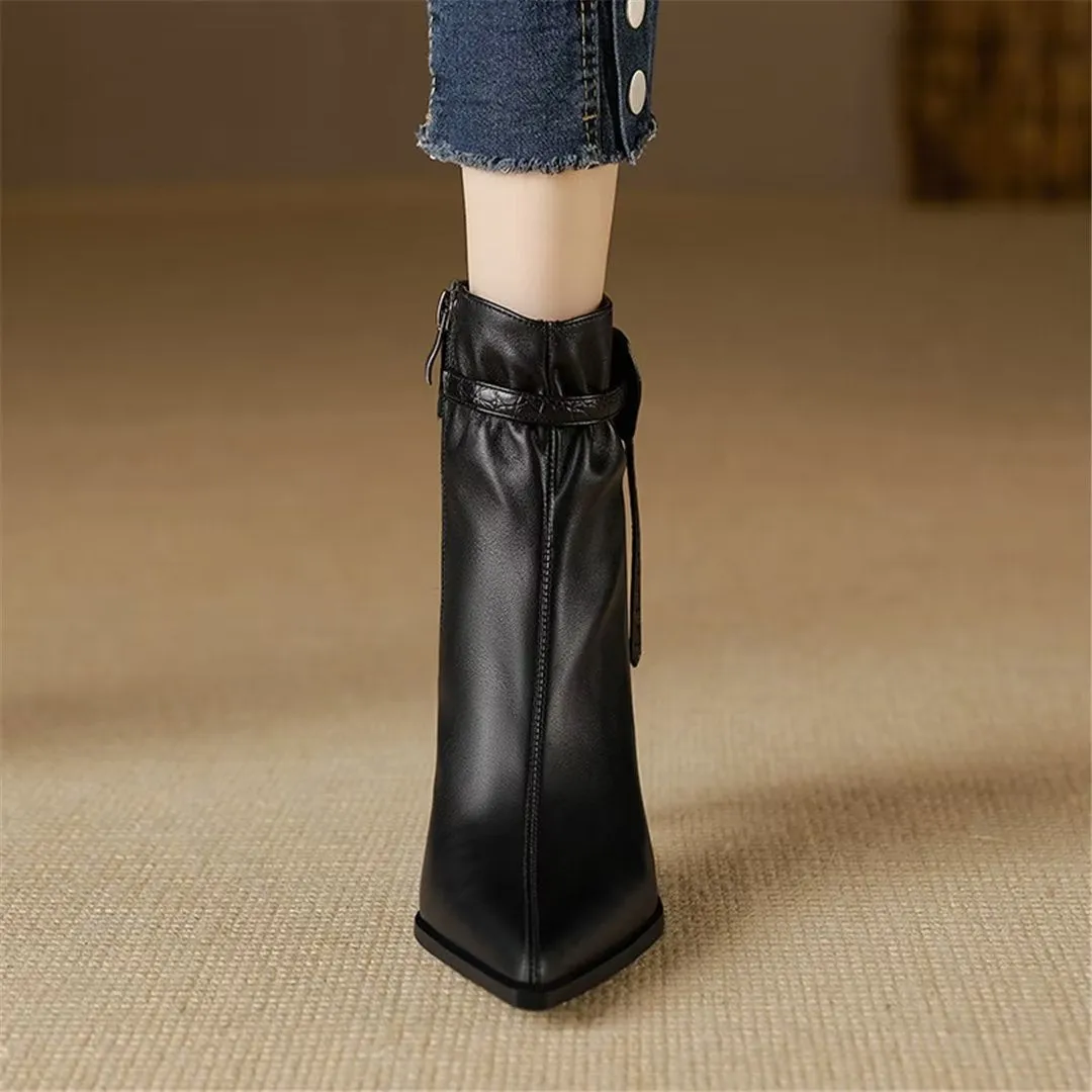 LeatherLuxe Chic Pointed Toe Winter Boots