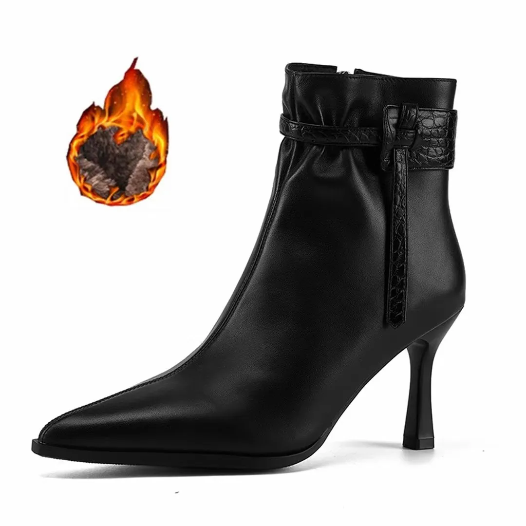 LeatherLuxe Chic Pointed Toe Winter Boots