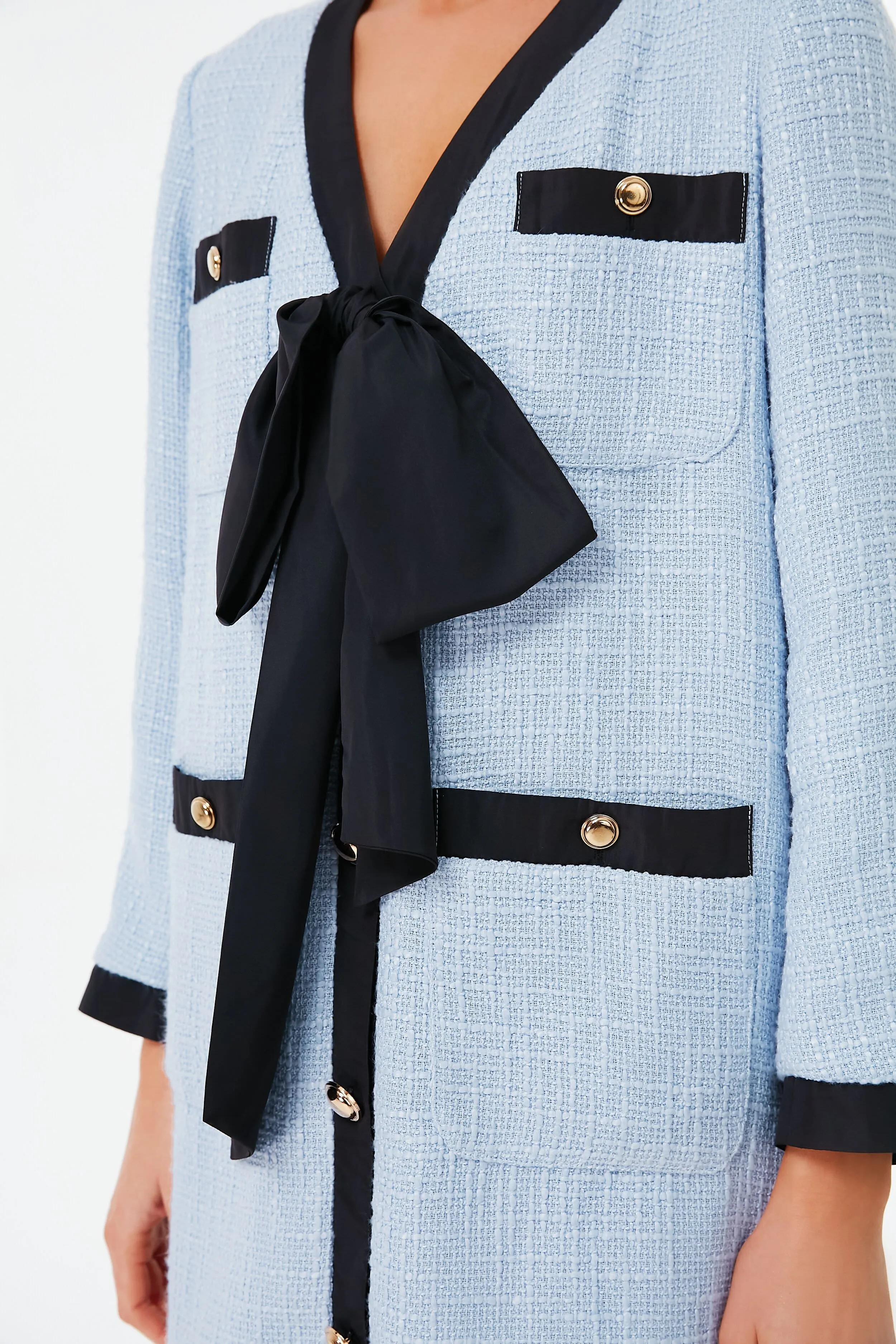 Light Blue Coco Tweed Bow Dress