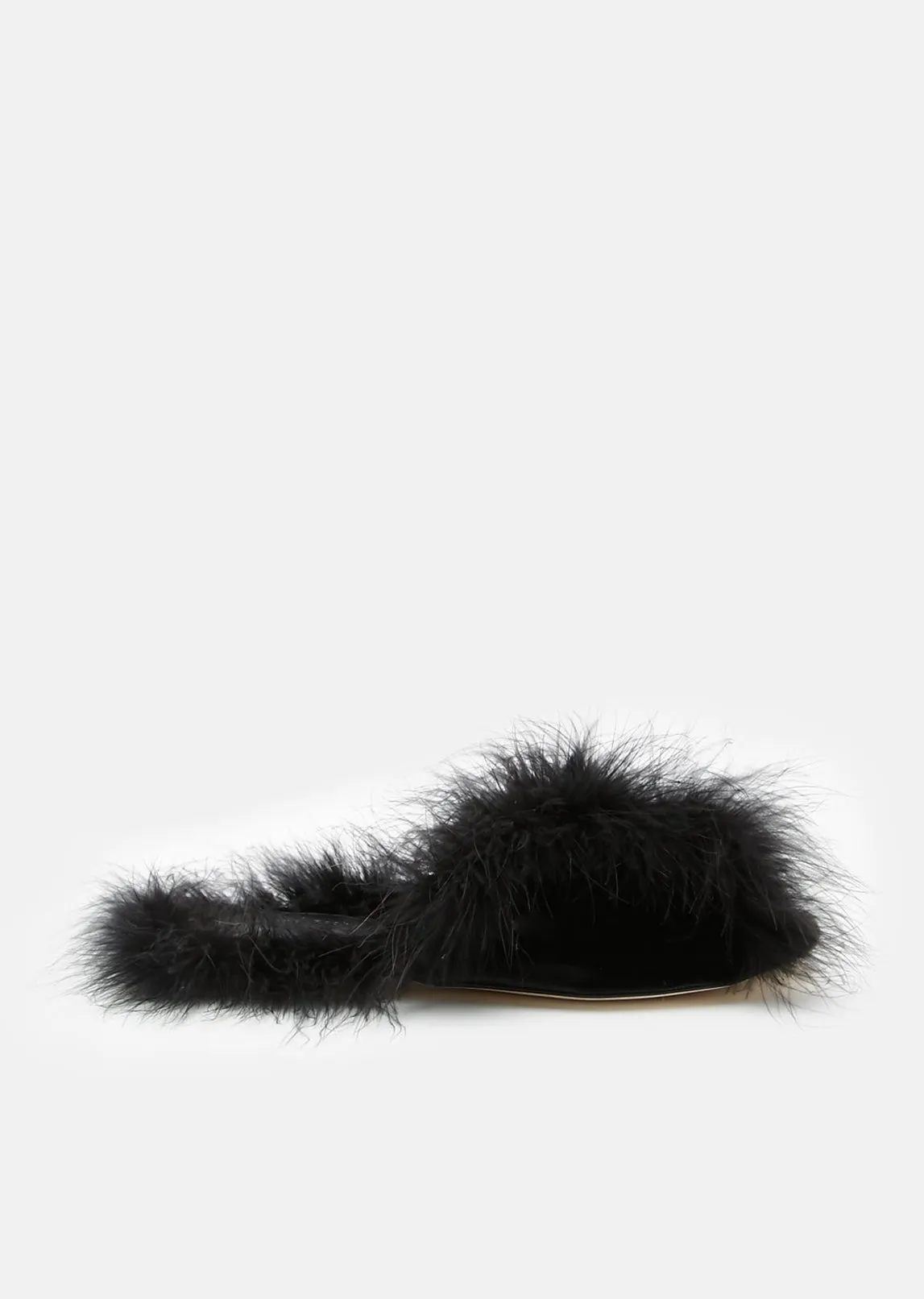 Marabou Trimmed Velvet Bow Mule