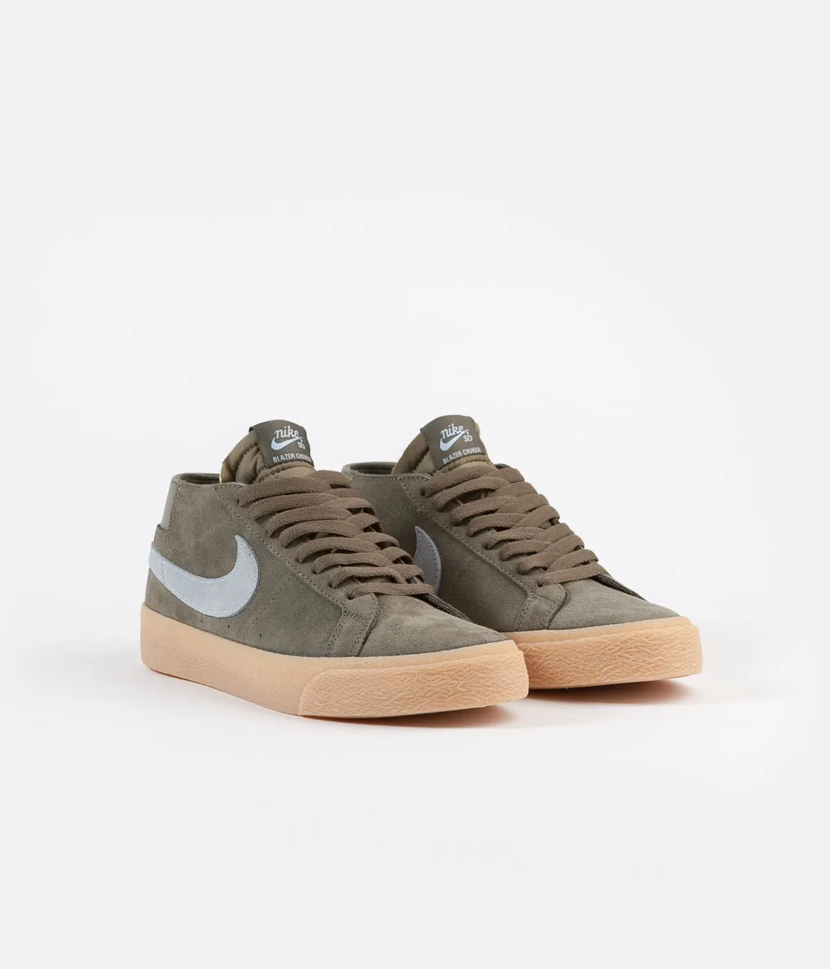 Nike SB Blazer Chukka Shoes - Medium Olive / Light Armory Blue