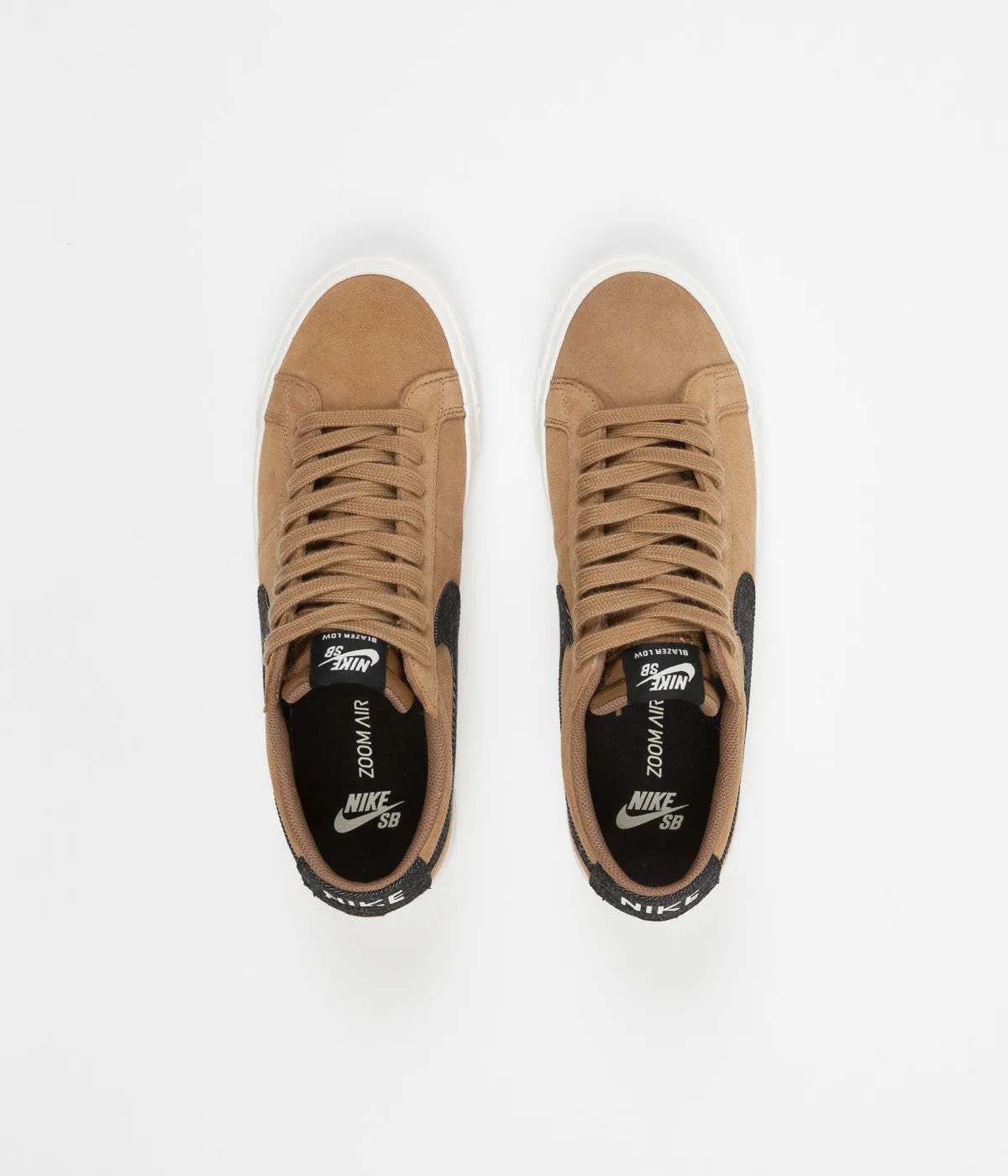 Nike SB Blazer Low Shoes - Golden Beige / Black - Sail - Gum Light Brown