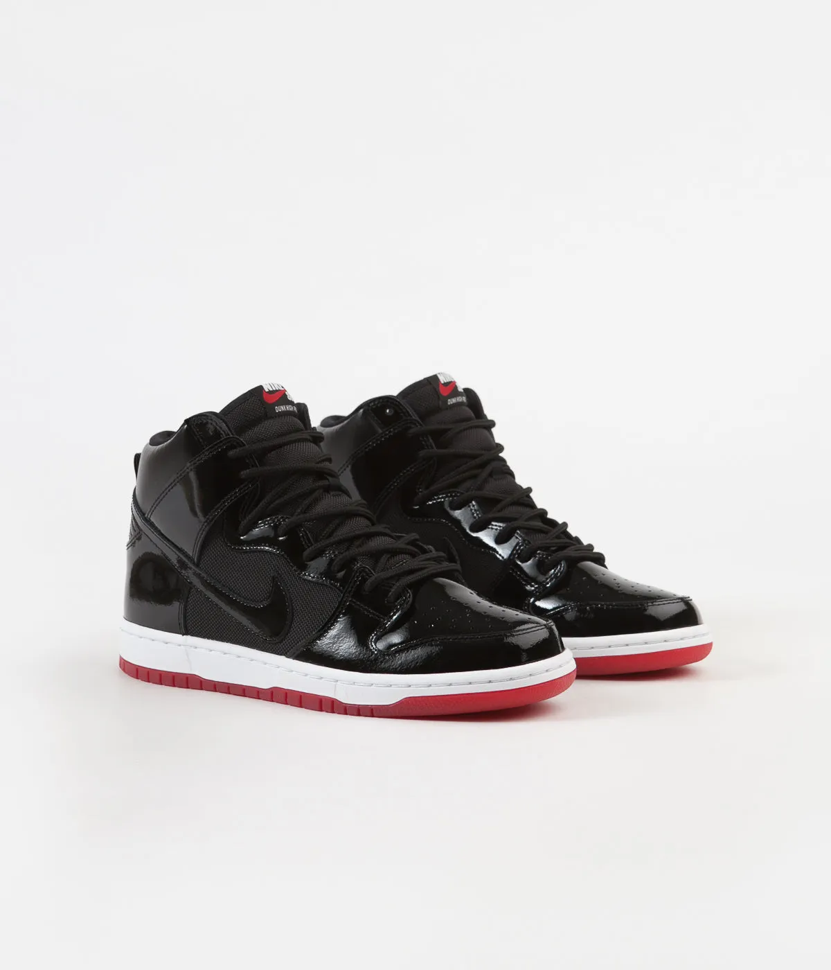 Nike SB Dunk High TR Shoes - Black / Black - White - Varsity Red