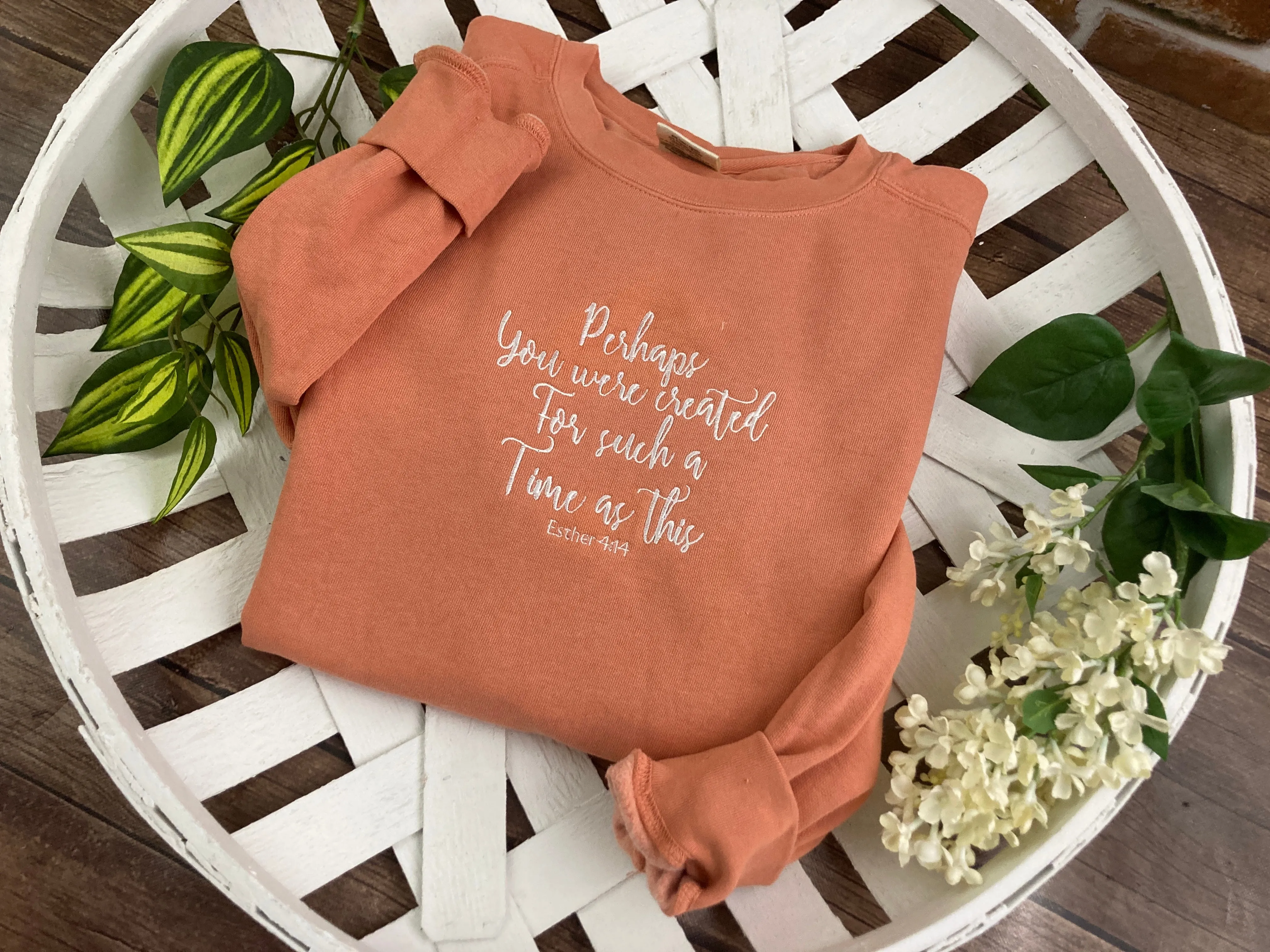 Perhaps you were created for such a time as this - esther 4:14 Christian Bible Scripture Embroidered Shirt - Mom - Grammy - Comfort Colors Embroidered - Mommy (Copy) (Copy) (Copy)