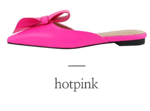 Pointed flat bow slippers women summer wear Baotou half slippers  new fashion lazy sandals women's shoes