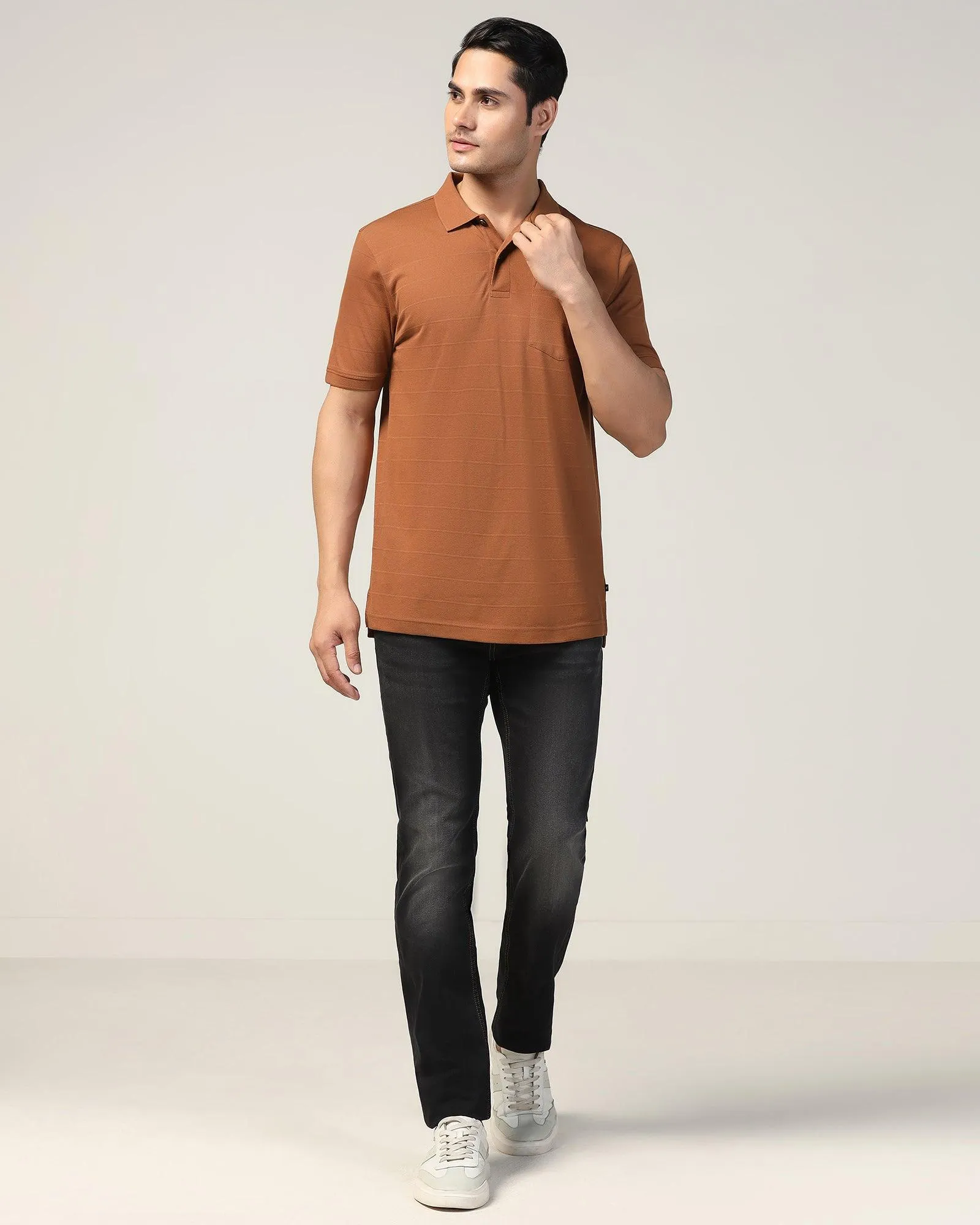 Polo Tobacco Brown Stripe T-Shirt - Brero