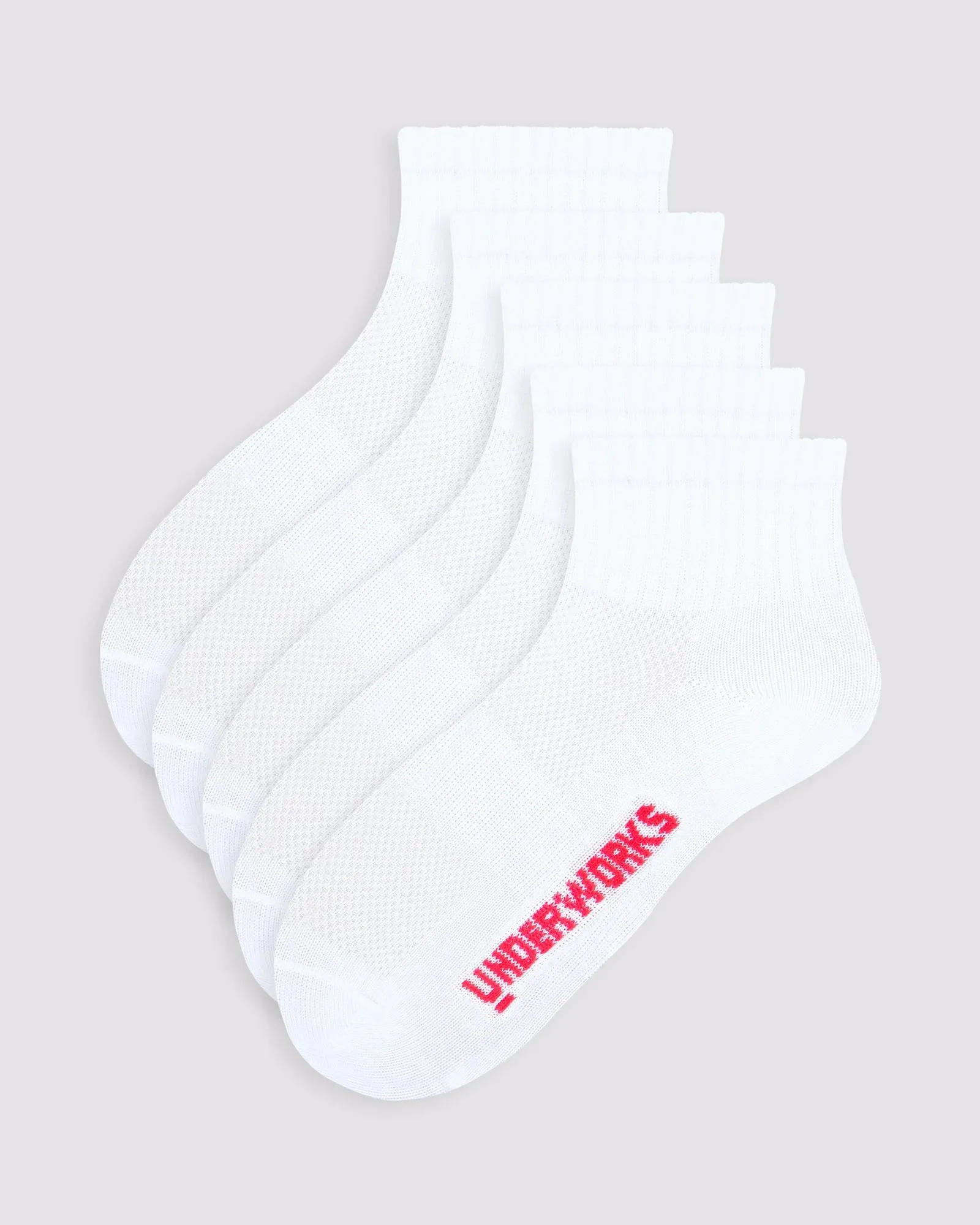popular  Kids Lightweight Sport Quarter Crew Sock 5 Pack - Underworks - White