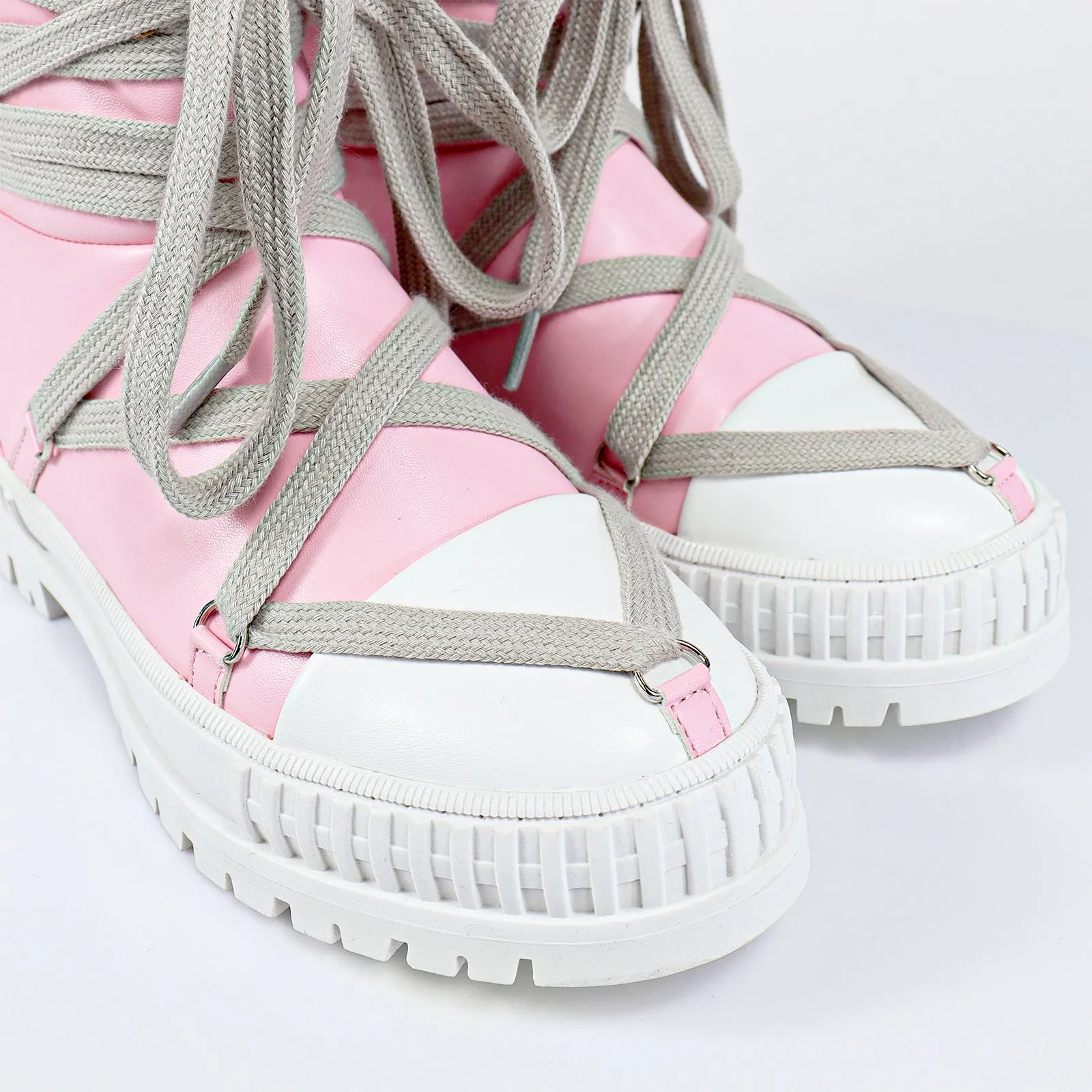 RICHIE-1 FRONT TIE UP SNEAKER BOOTS - PINK