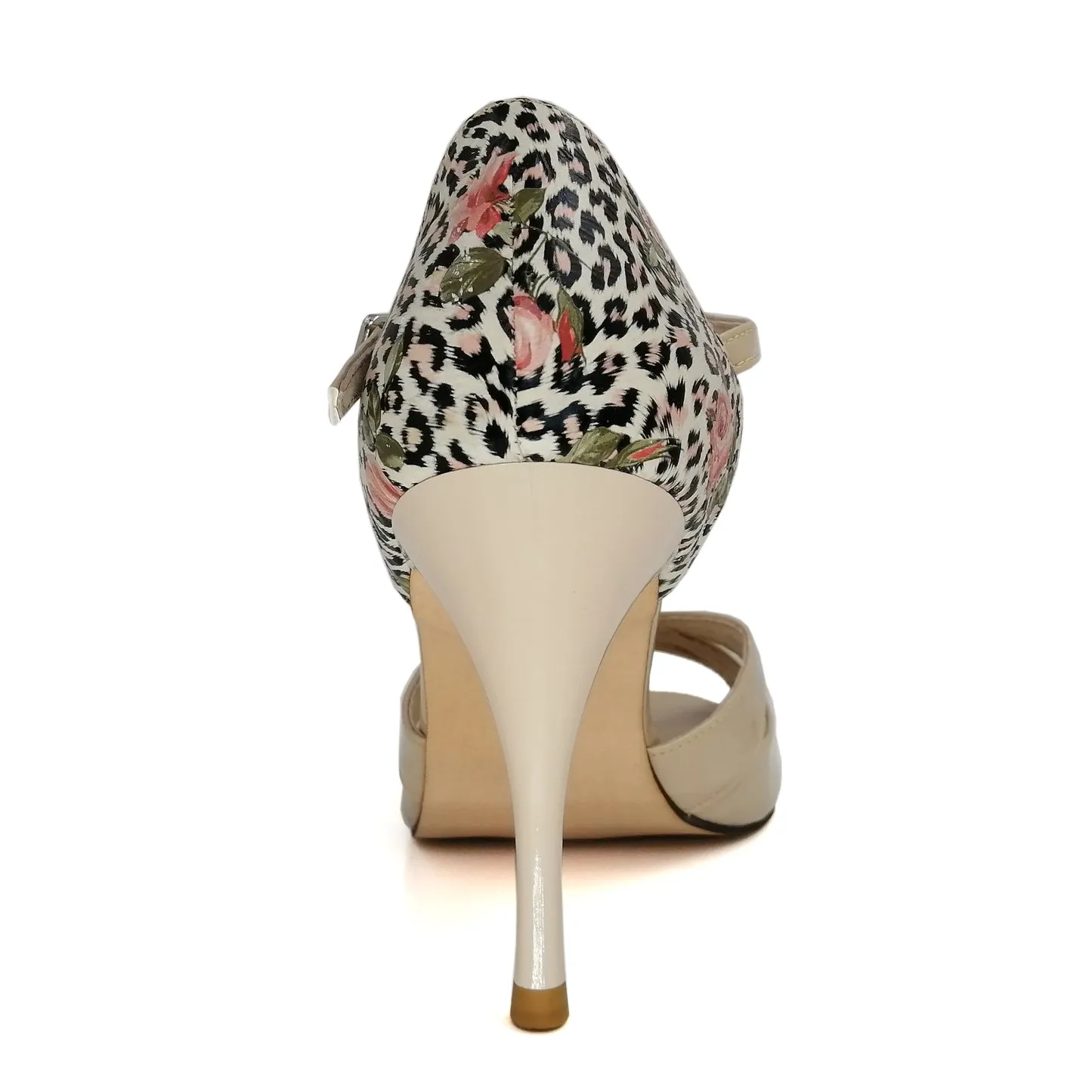 SHJ Women's Beige Real Leather 10cm Heels Dance Tango Shoes