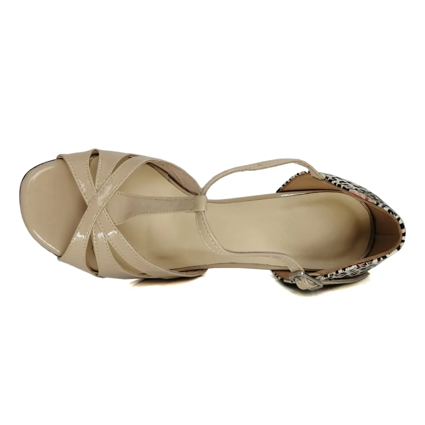 SHJ Women's Beige Real Leather 10cm Heels Dance Tango Shoes