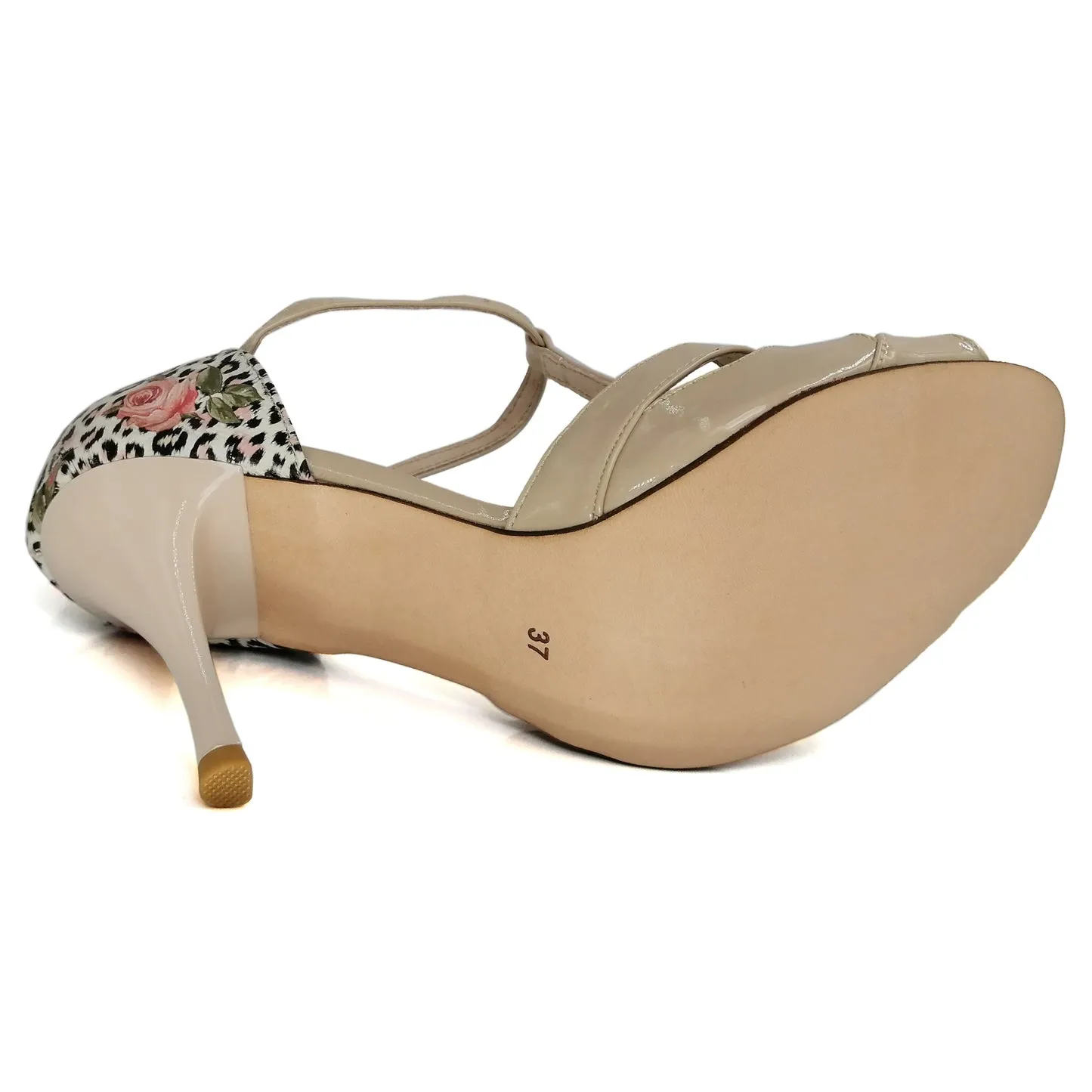SHJ Women's Beige Real Leather 10cm Heels Dance Tango Shoes
