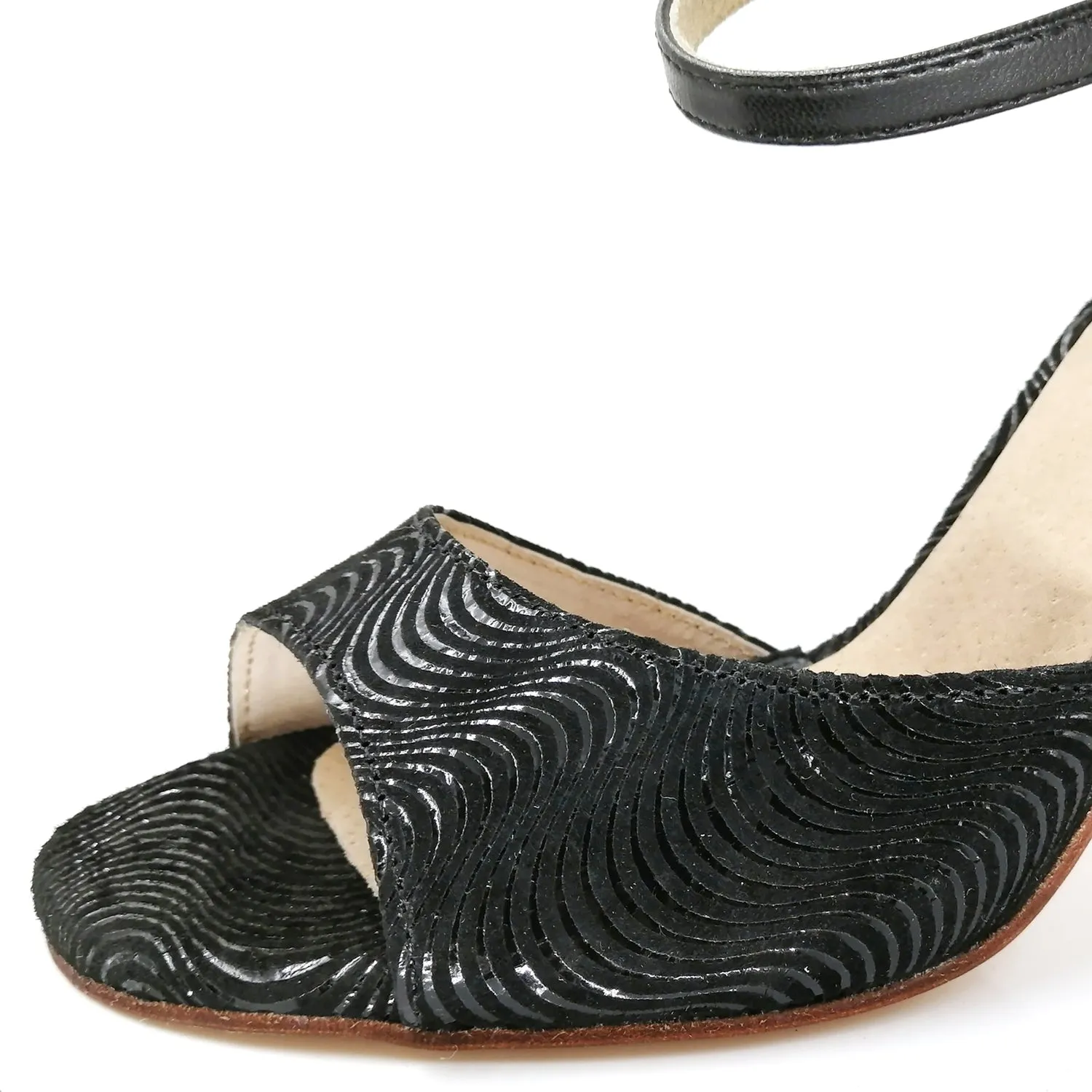 SHJ Women's Black Real Leather 10cm Heels Dance Shoes Tango Shoes