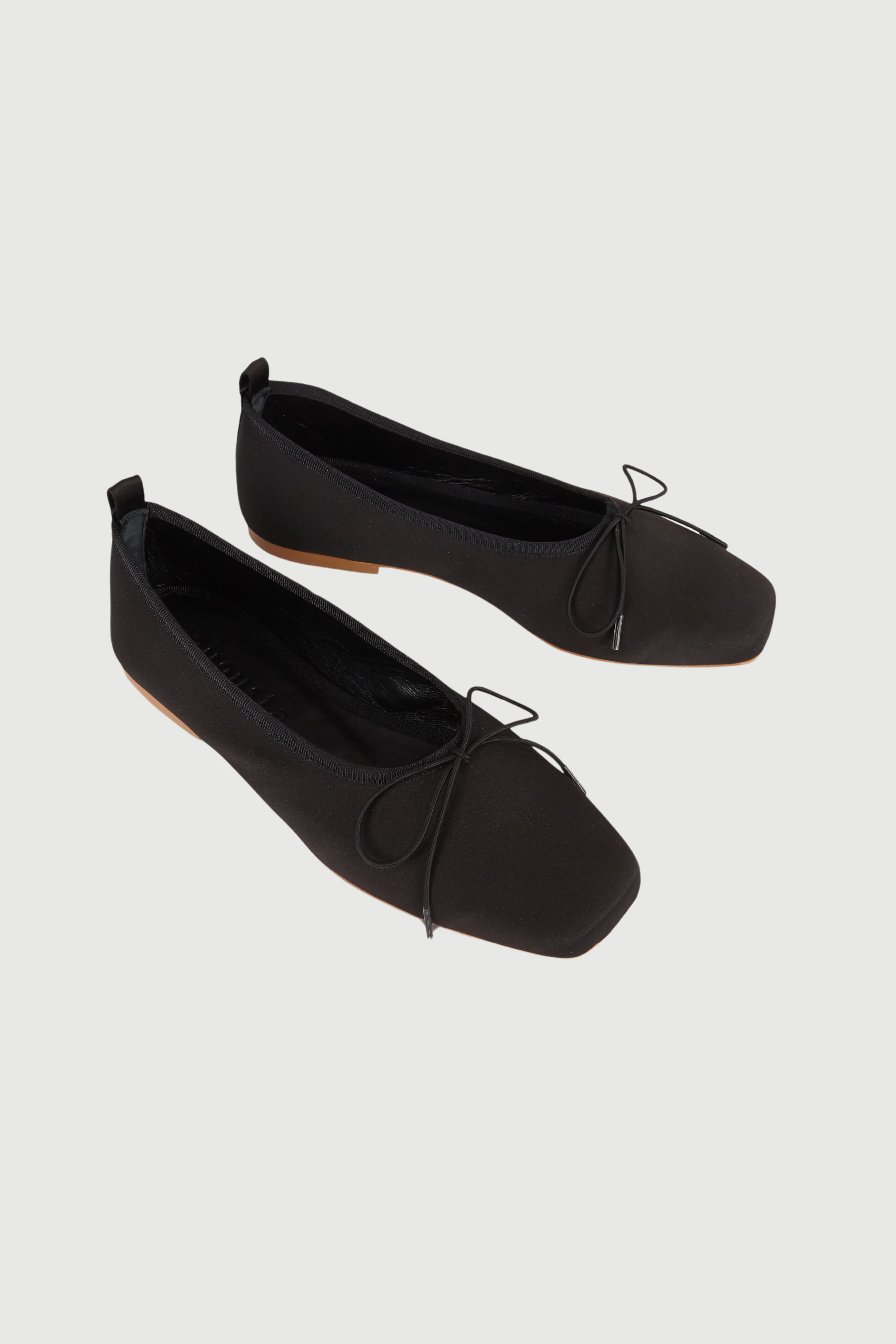 Sienna Ballet Flats in Black Satin