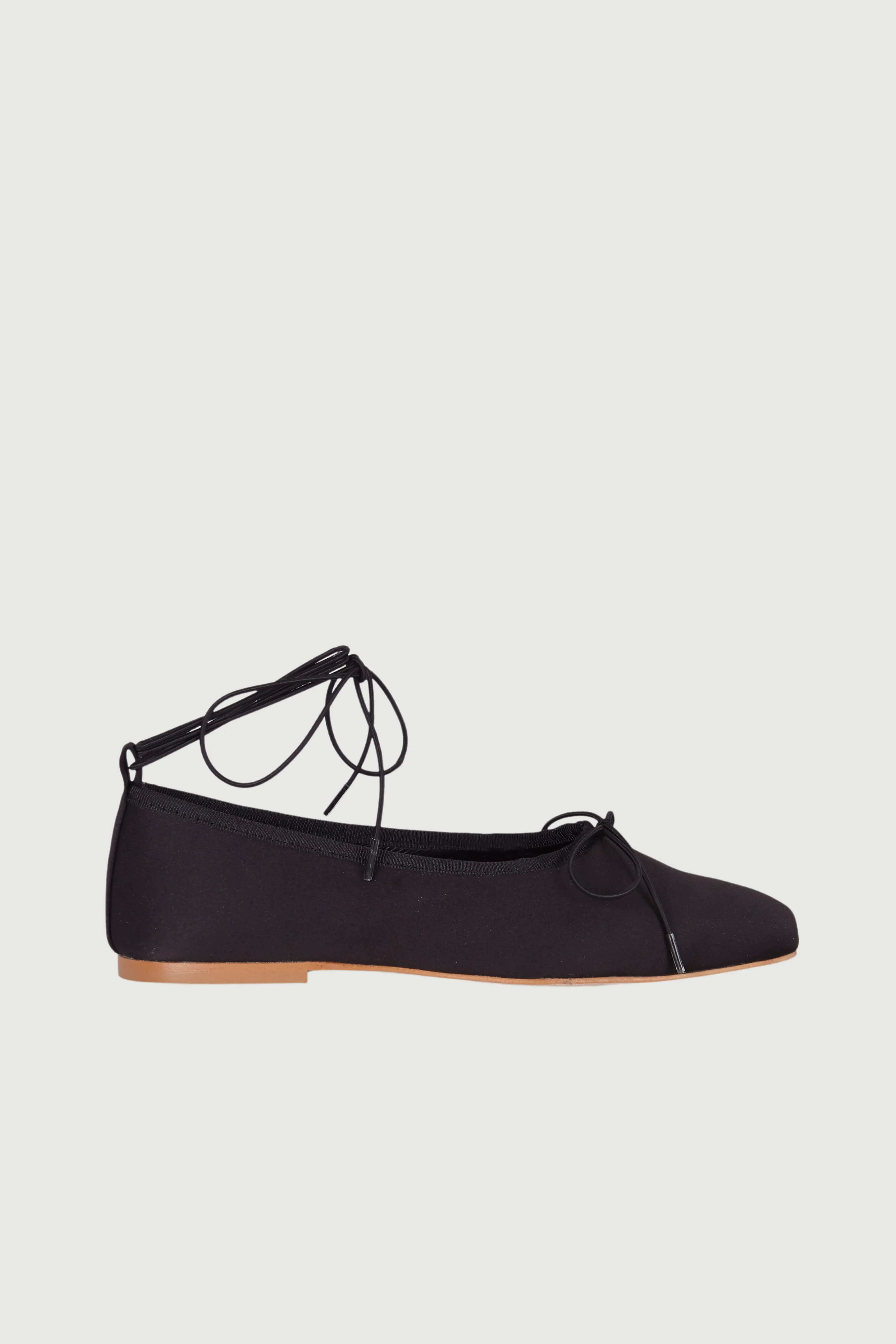 Sienna Ballet Flats in Black Satin