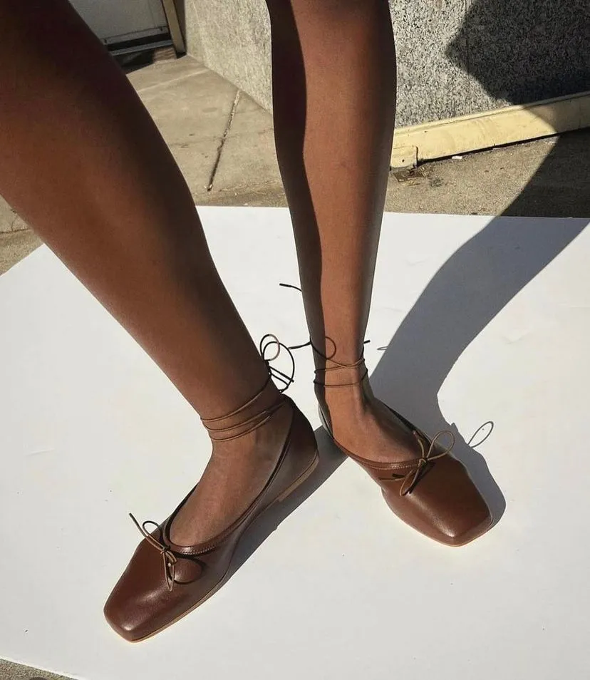 Sienna Ballet Flats in Chocolate Leather
