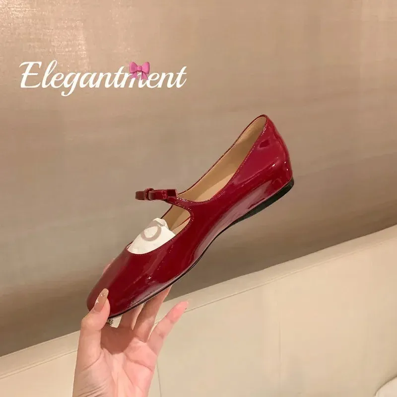 Sohiwoo Plus Size 33-43 Mary Jane Shoes Round Toe Women's Shoes Bow PU and Silk Ballet Flats Spring/Autumn Flats Women Shoes