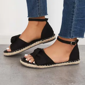 Sohiwoo  Women Holiday Sandals Strap Sandals Cute Bow Espadrille Shoes