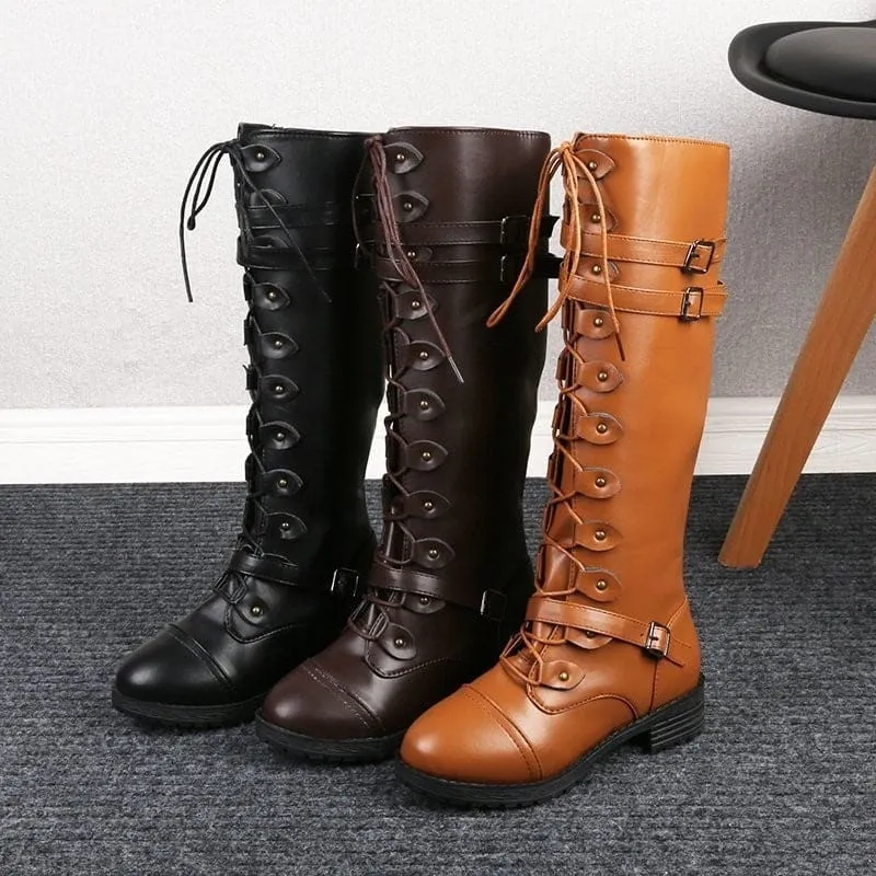 Stylish Women’s Knight Boots with Round Toe and Square Heel