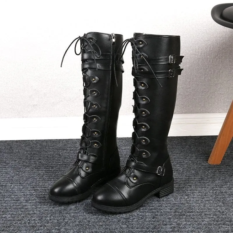 Stylish Women’s Knight Boots with Round Toe and Square Heel