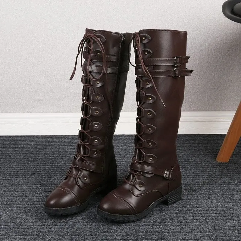 Stylish Women’s Knight Boots with Round Toe and Square Heel
